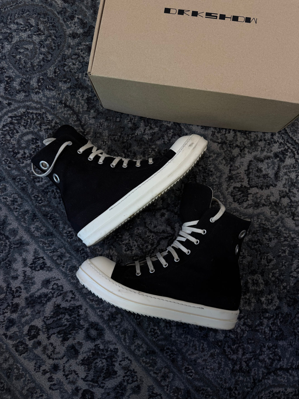 RICK OWENS black/milk ramone hightops 42 (9M) OG ALL U