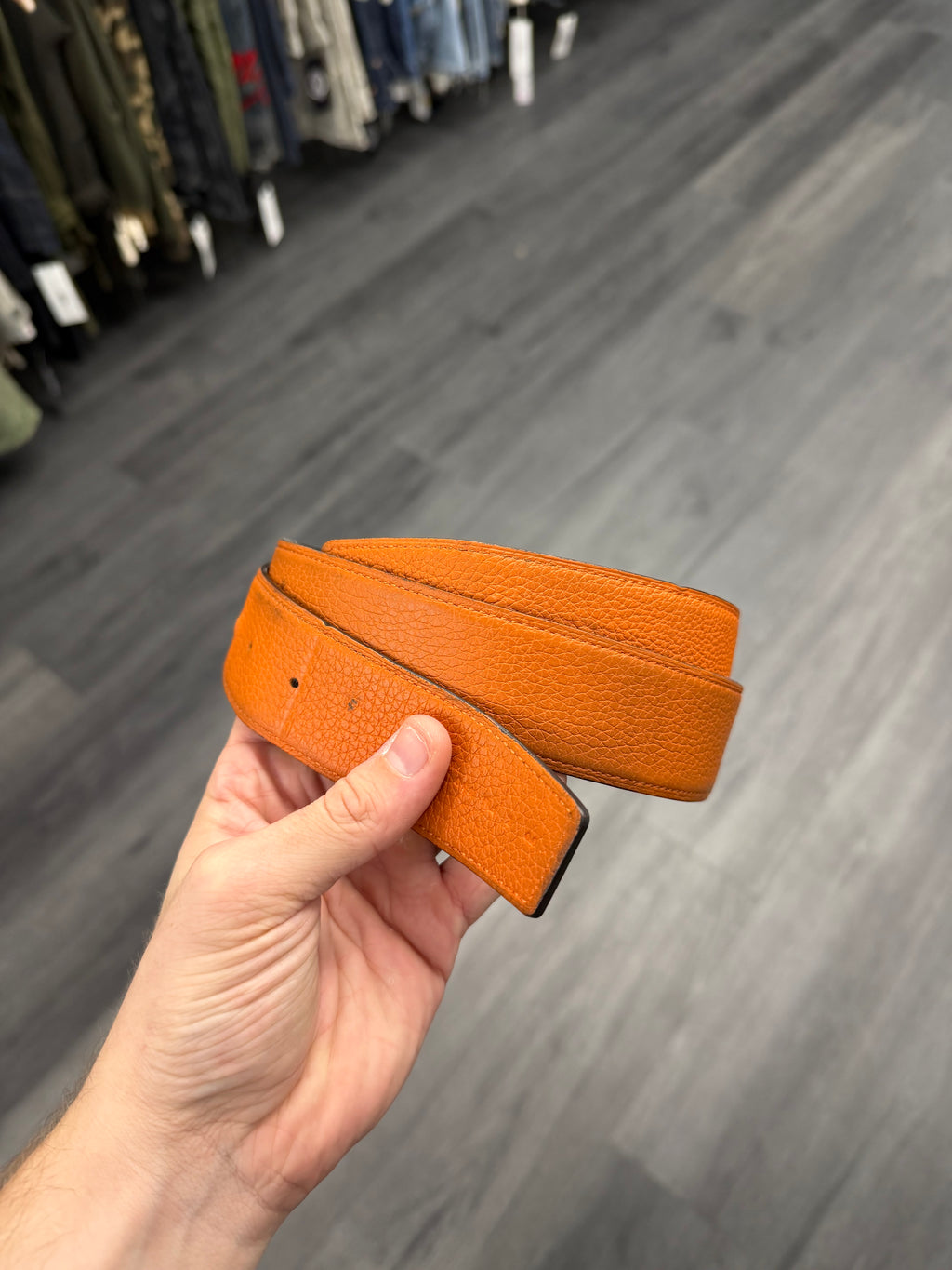 HERMES belt strap black/orange 80 (28-30W) U