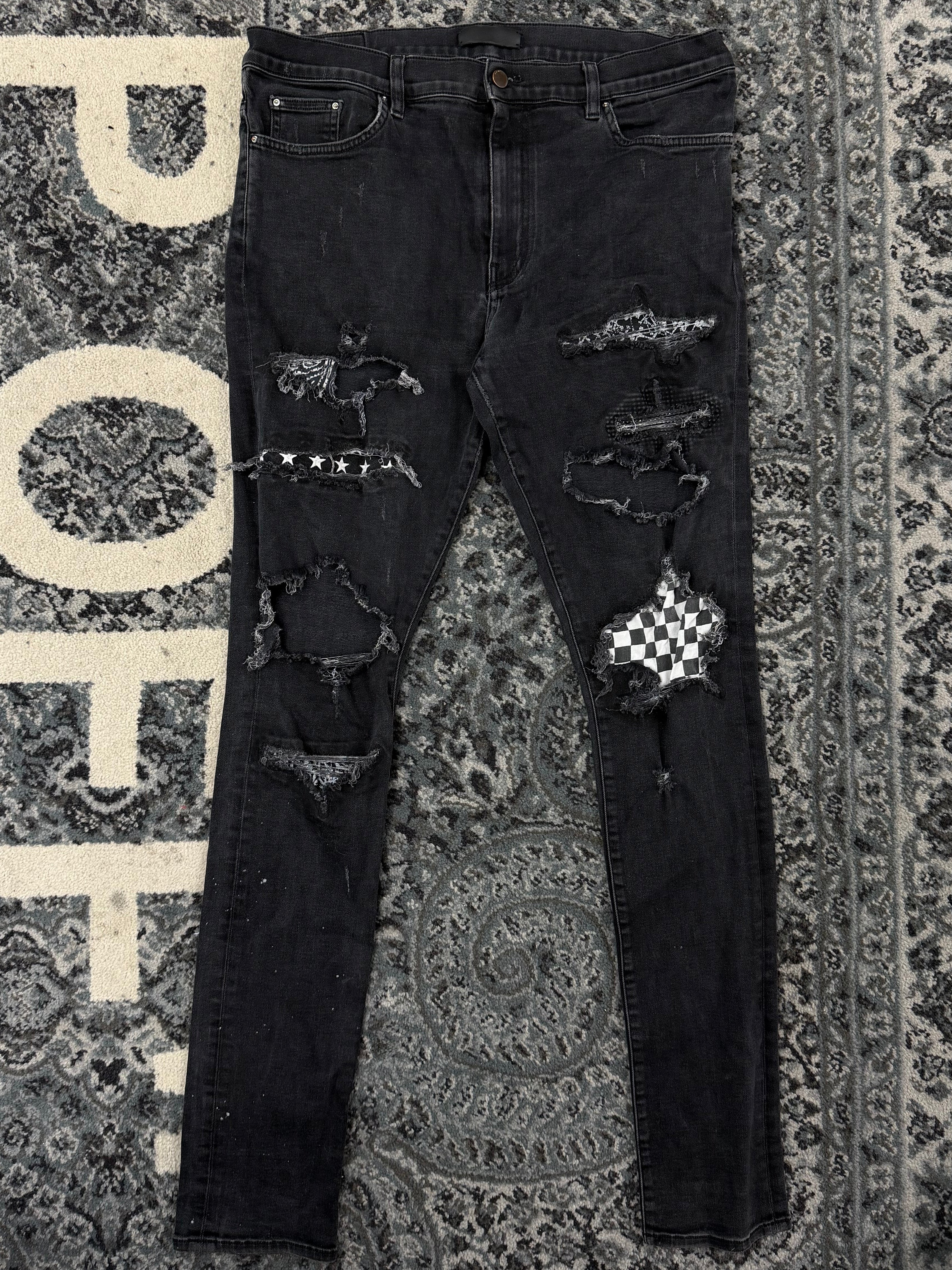 AMIRI checkerboard vintage patch jeans black 38 U