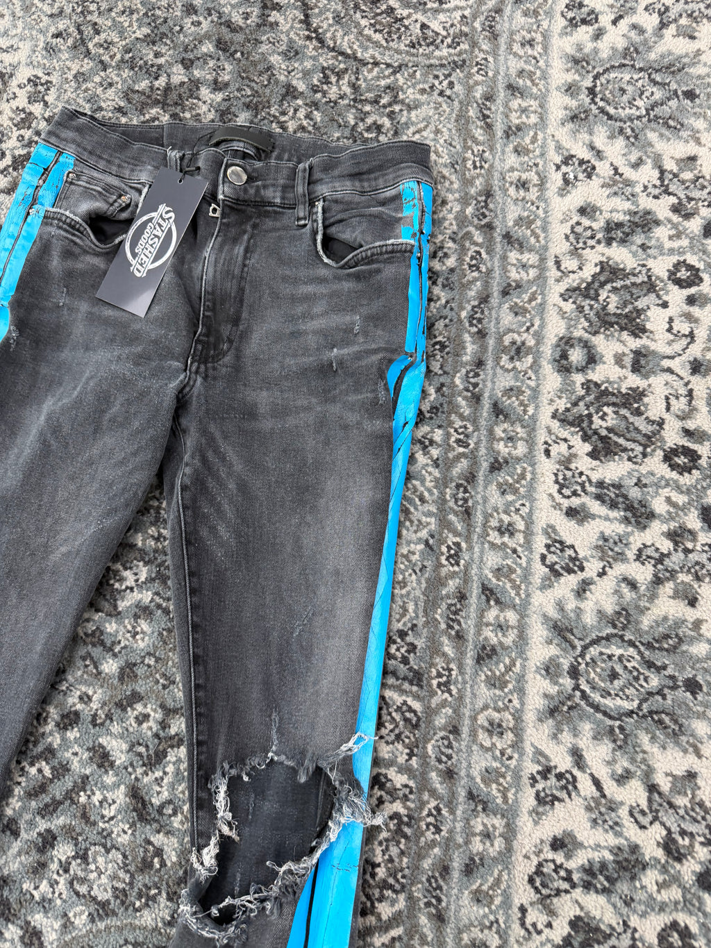 AMIRI blue stripe track jeans black 30 U