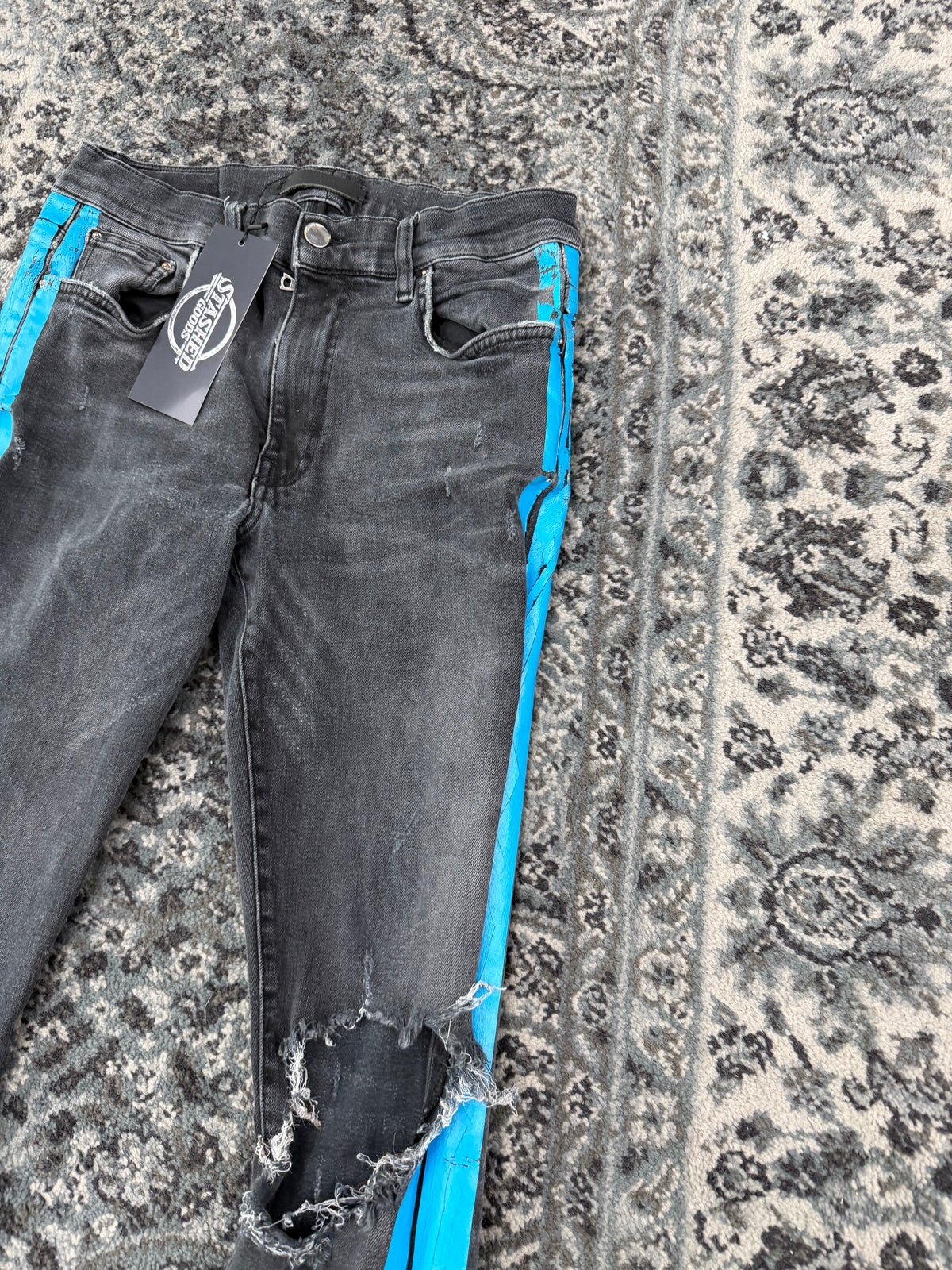 AMIRI blue stripe track jeans black 30 U
