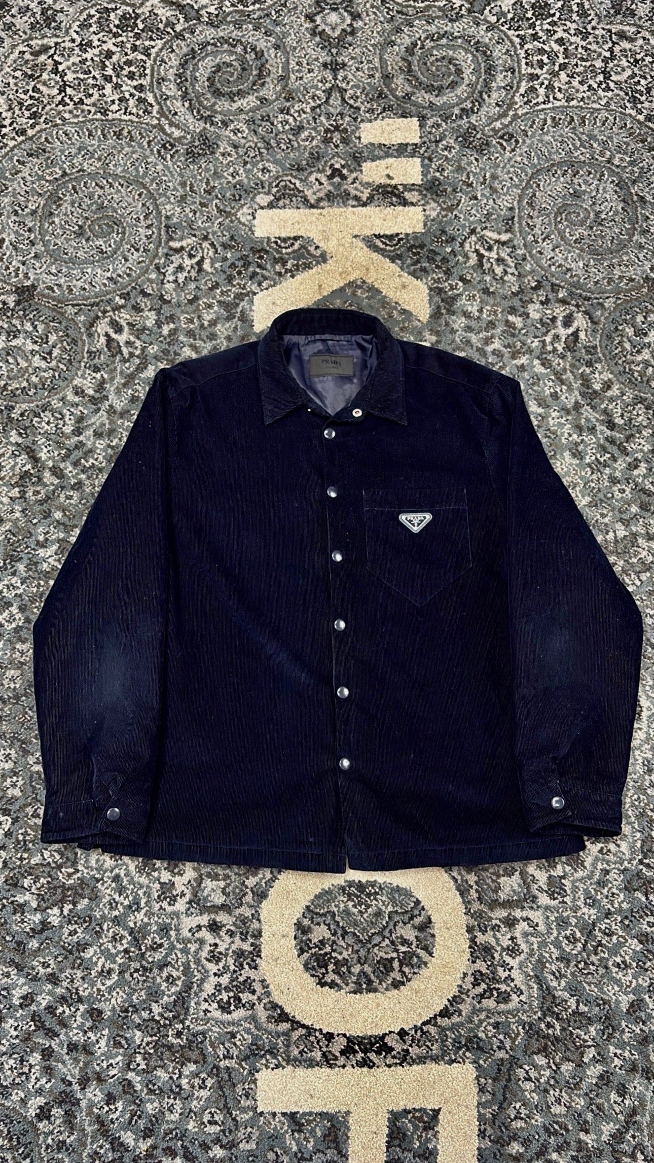 Prada Navy Blue Corduroy Button up size XL U