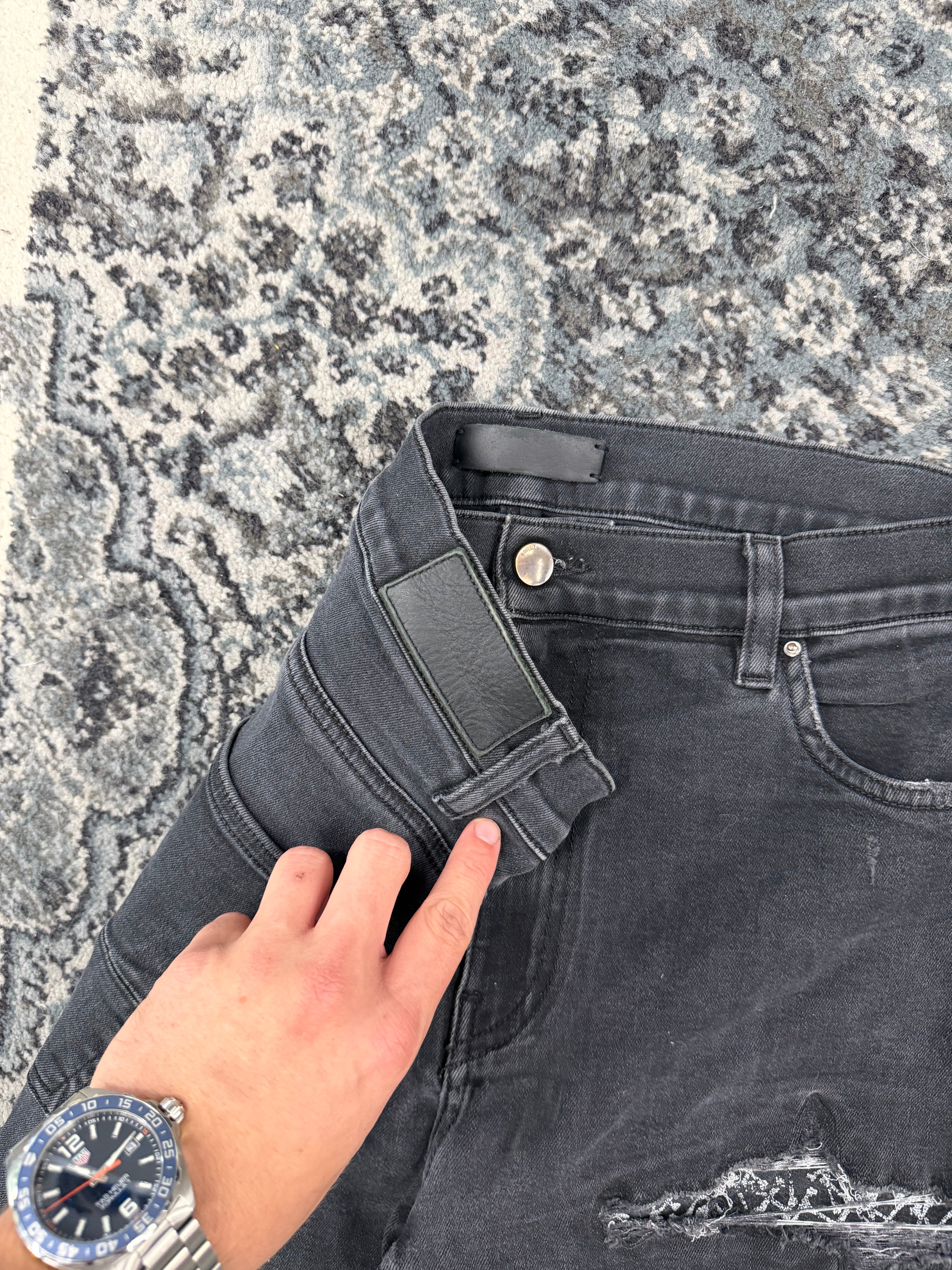 AMIRI checkerboard vintage patch jeans black 38 U