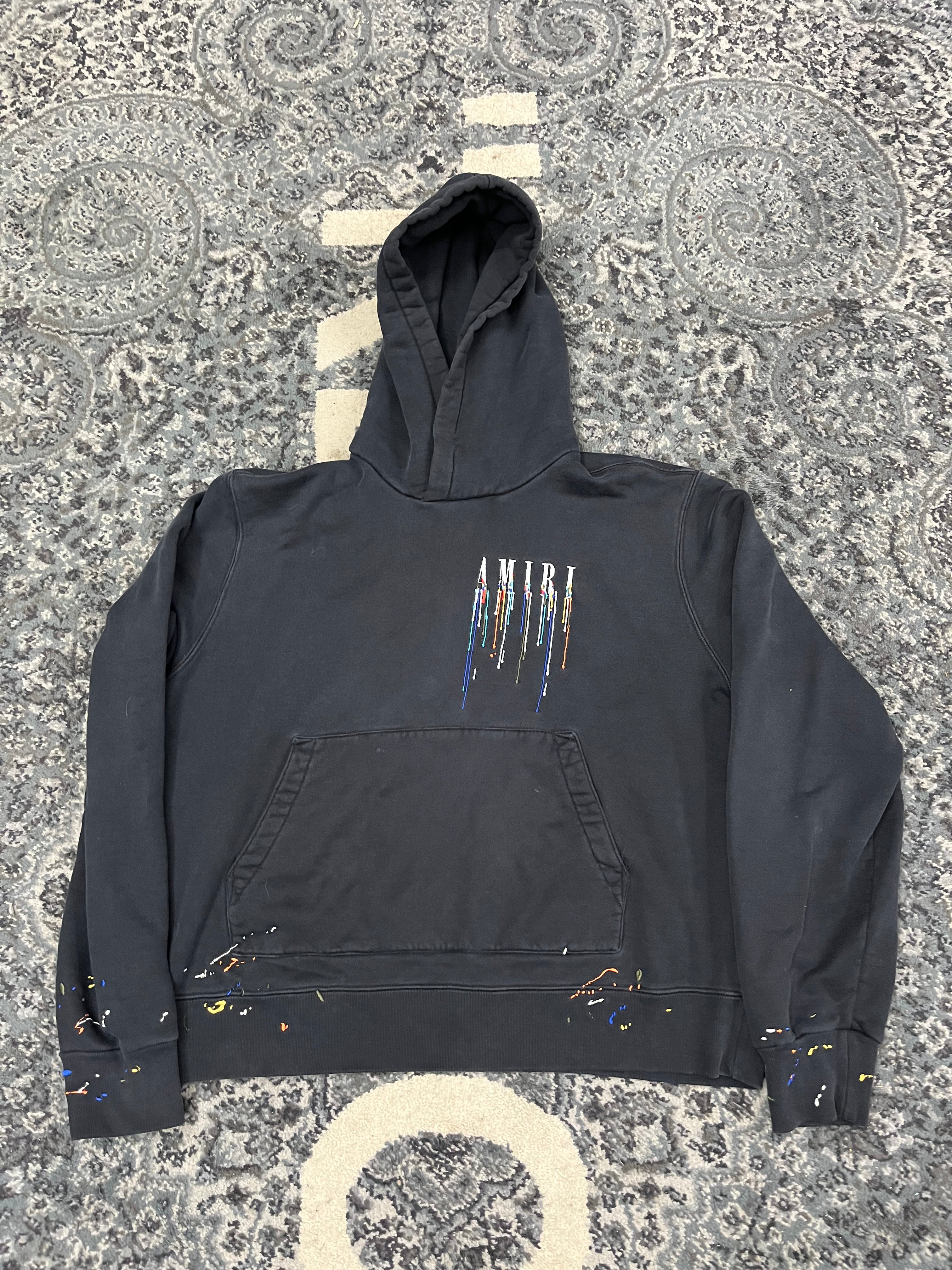 AMIRI paint drip hoodie black XL flawed U