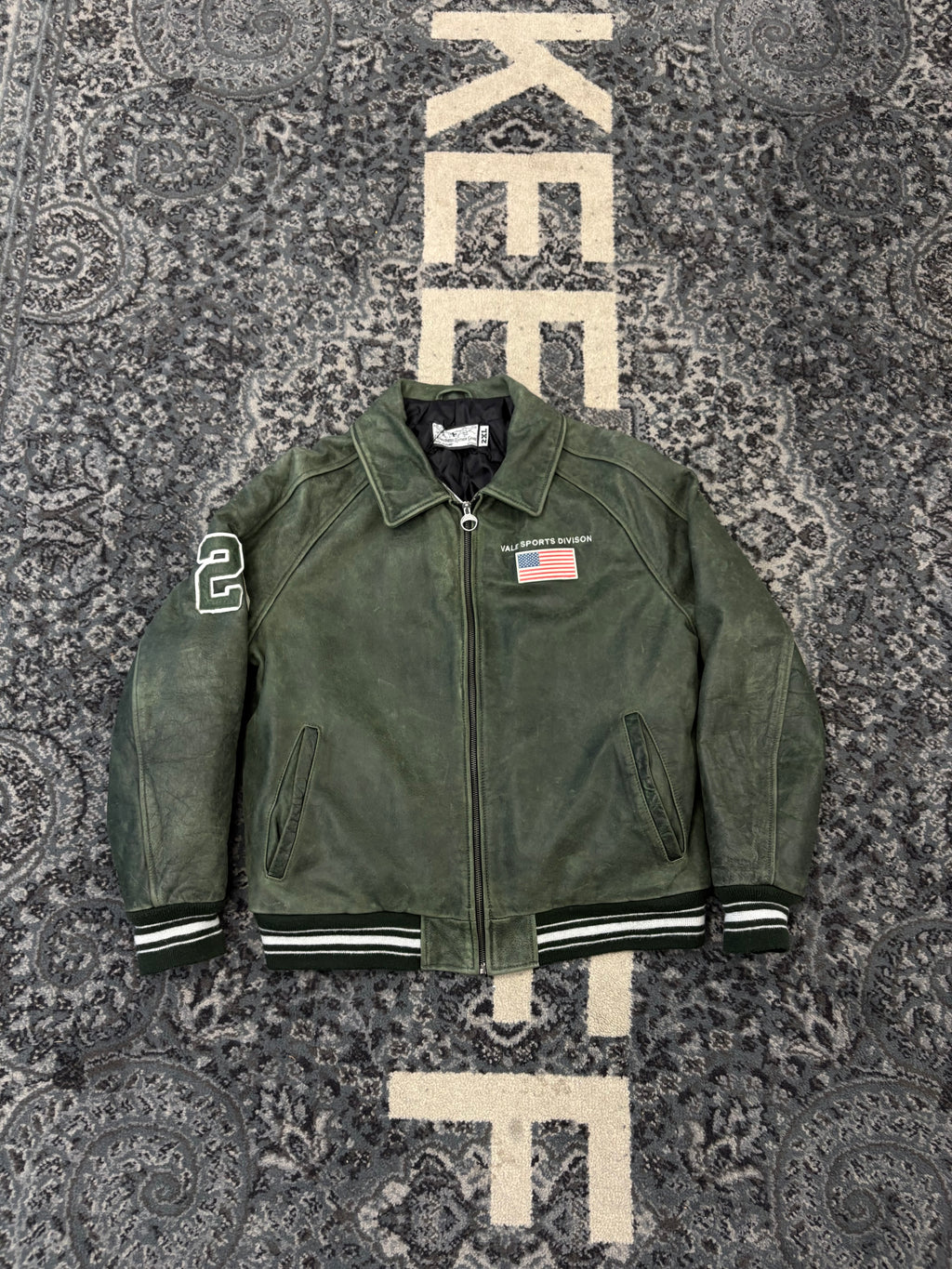 VALE leather jacket green XXL (fits M) U