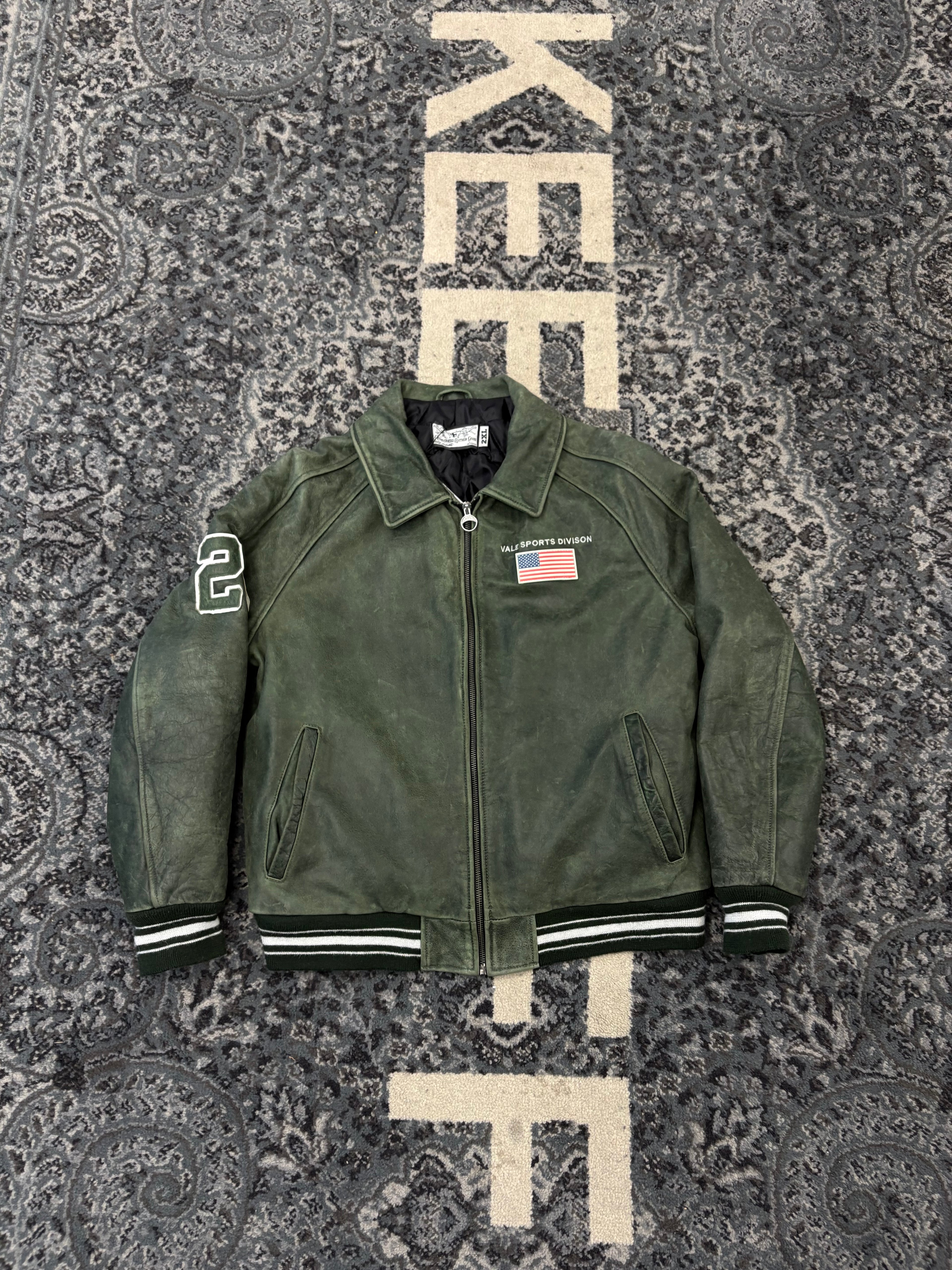 VALE leather jacket green XXL (fits M) U