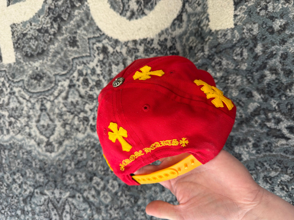 CHROME HEARTS flooded cross trucker hat yellow/red OS U
