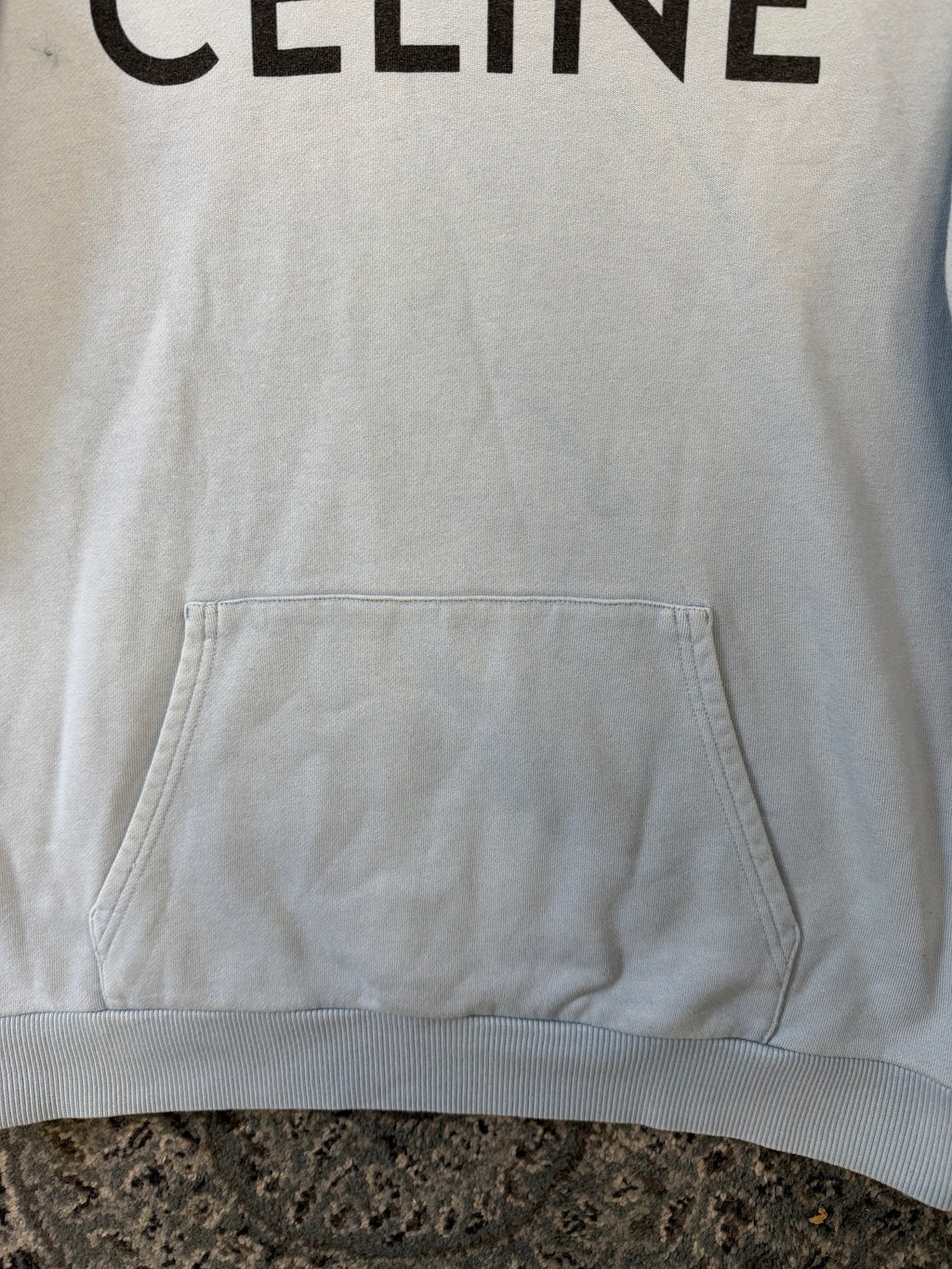 CELINE spellout logo hoodie baby blue M U