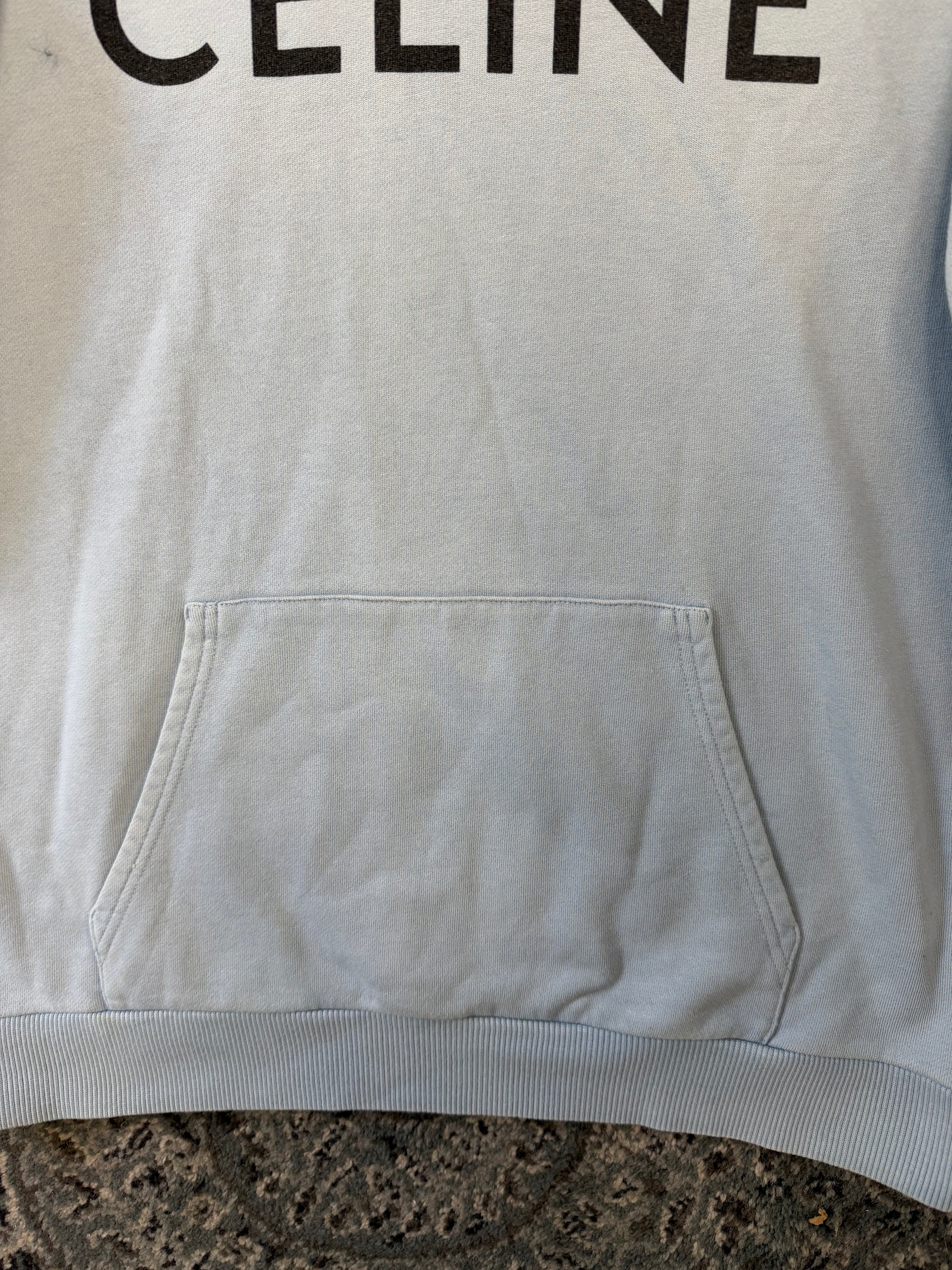 CELINE spellout logo hoodie baby blue M U