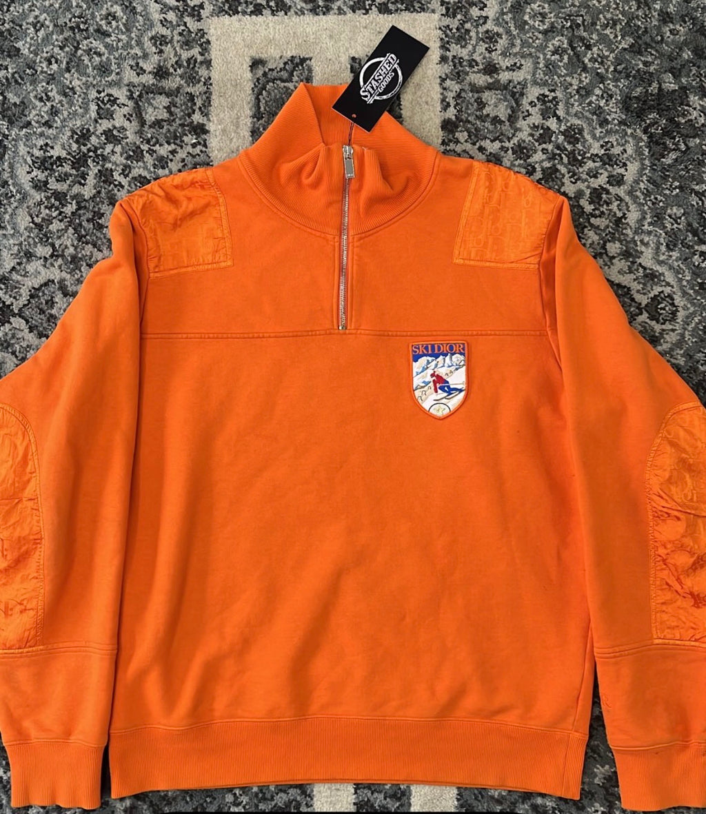Dior Oblique Orange Quarter Zip Size Large U