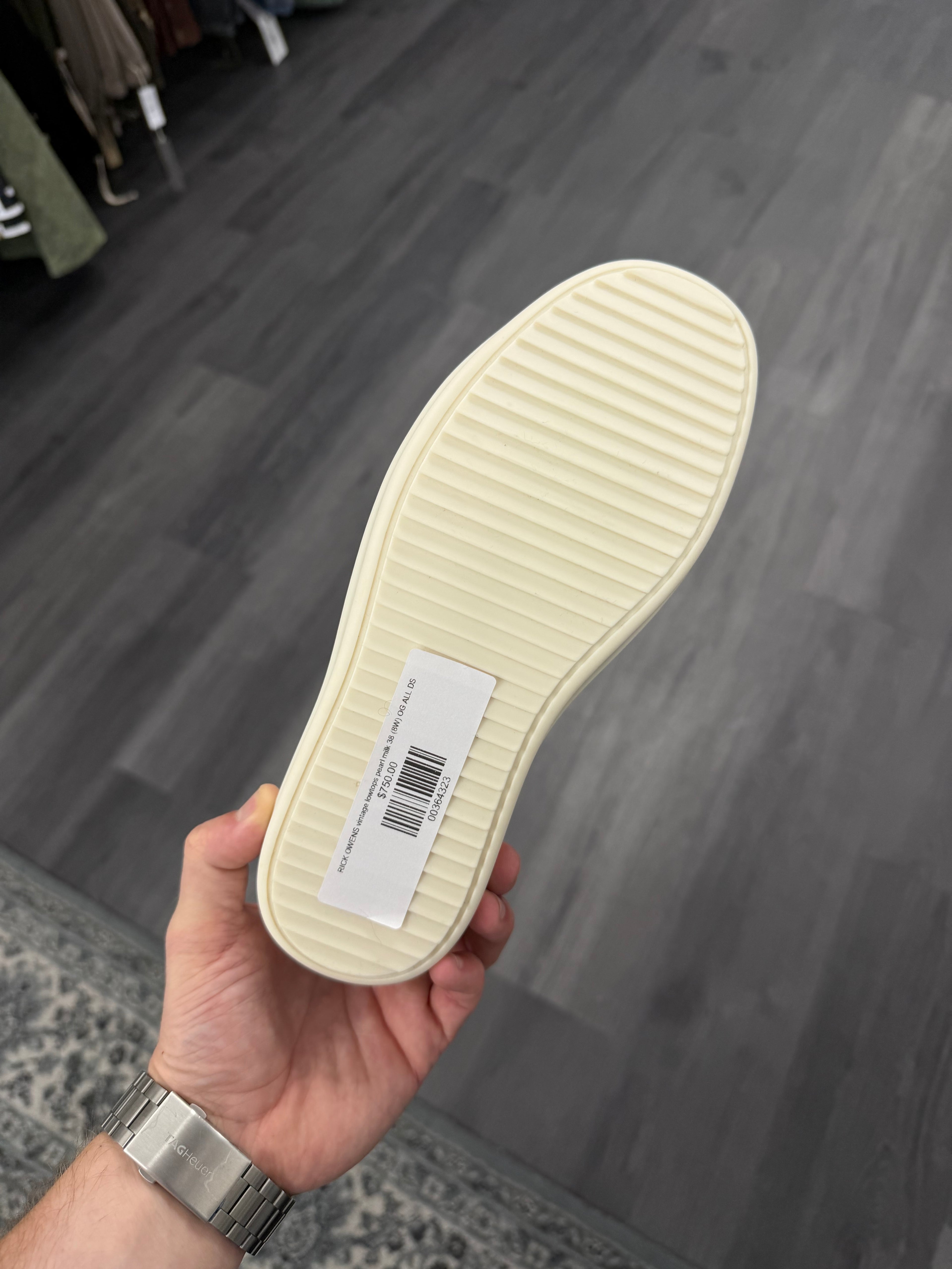 RICK OWENS vintage lowtops pearl milk 38 (8W) OG ALL DS