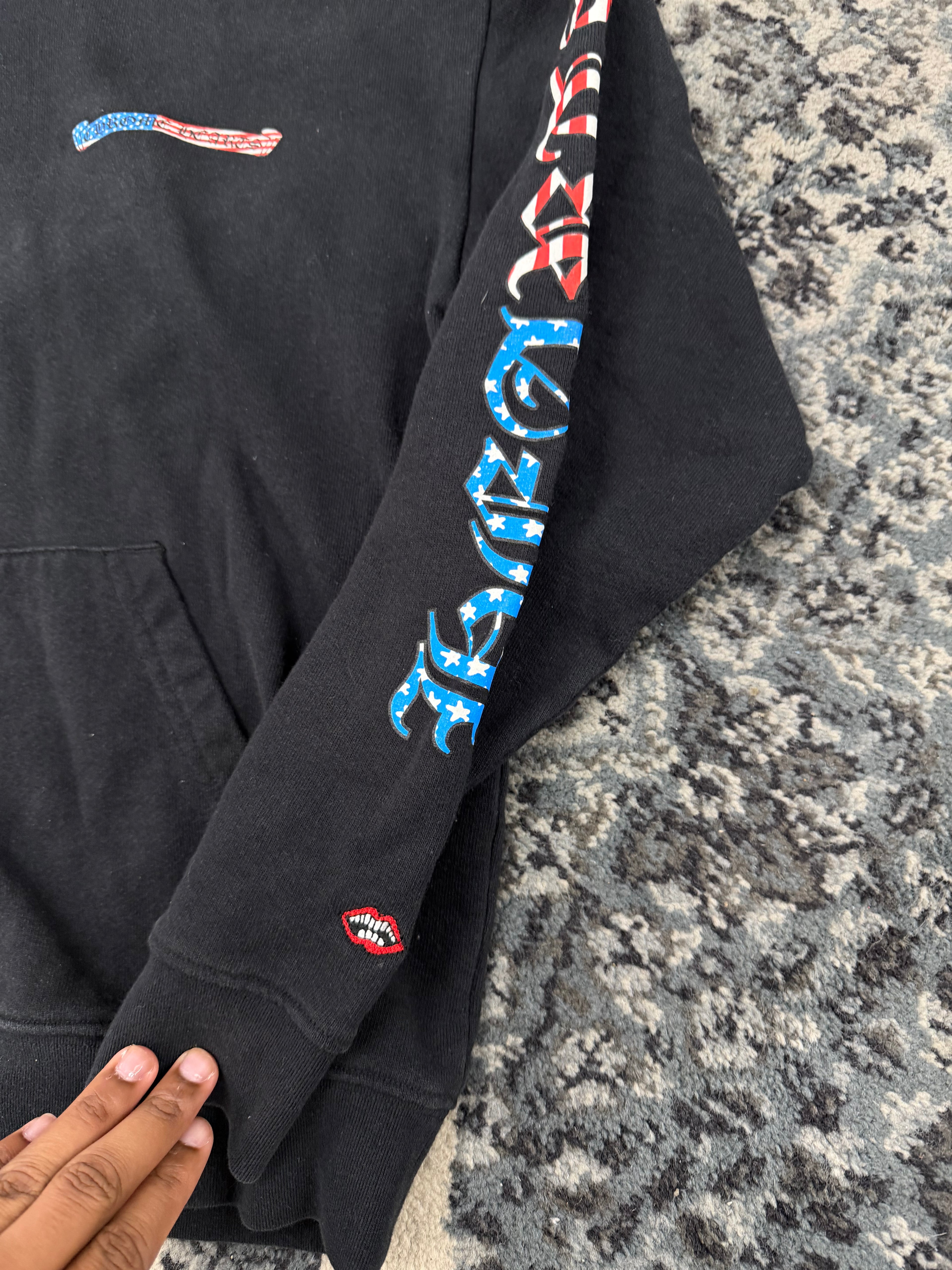 Chrome Hearts American Flag Scroll Logo Hoodie Large U