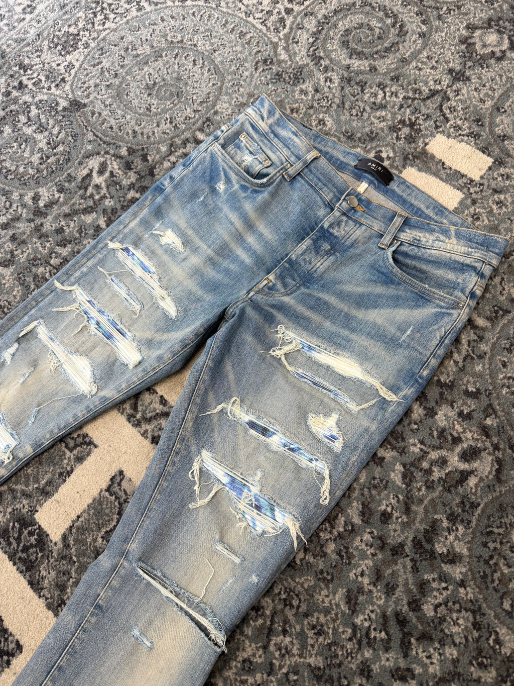 AMIRI blue tie dye bandana thrasher jeans indigo 34 U