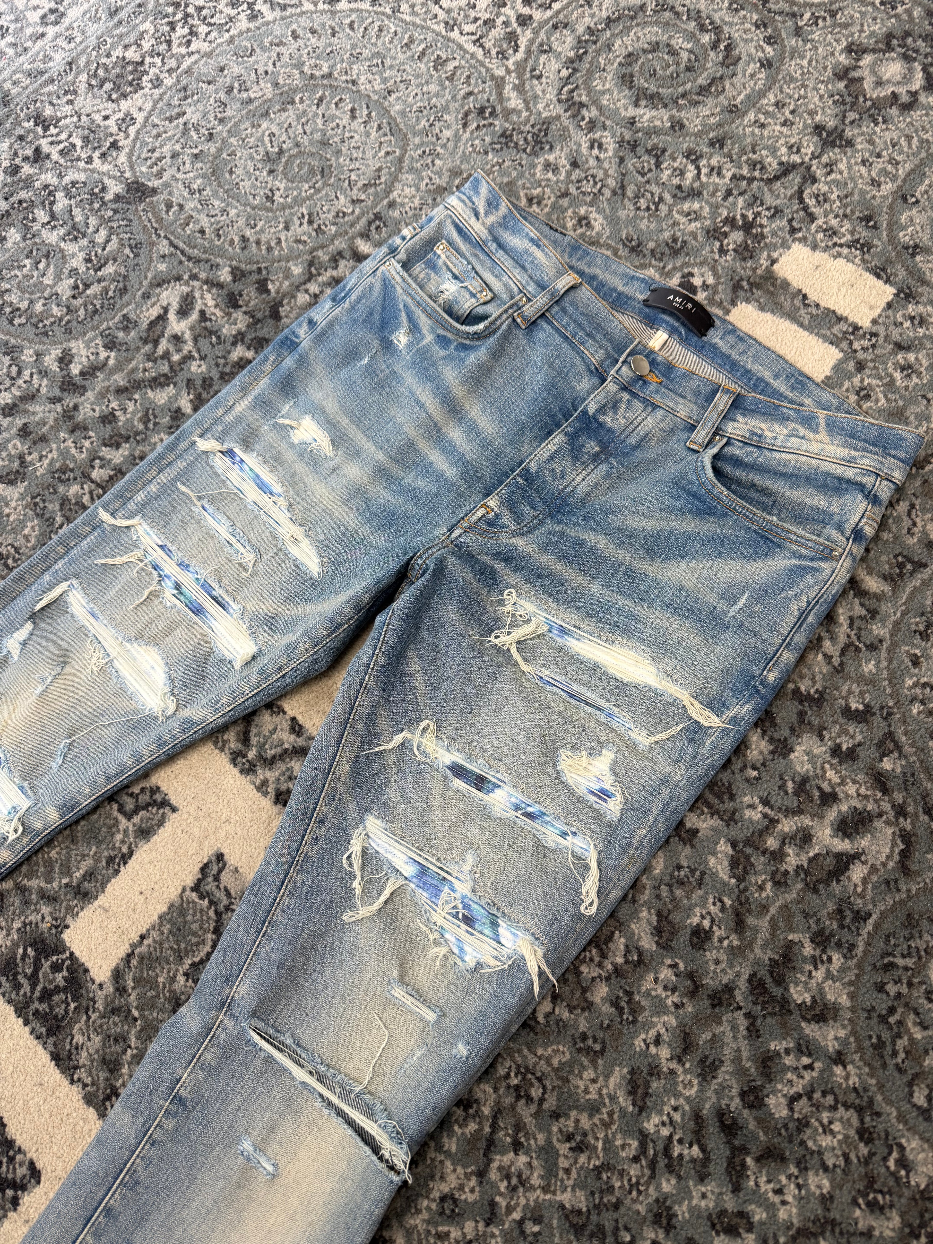 AMIRI blue tie dye bandana thrasher jeans indigo 34 U