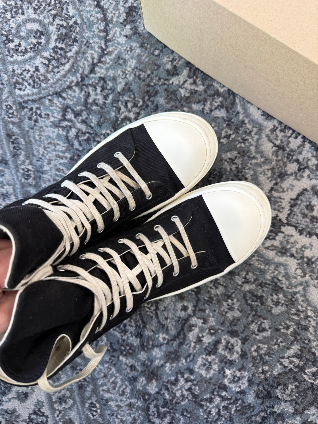 RICK OWENS black/milk ramone hightops 42 (9M) OG ALL U