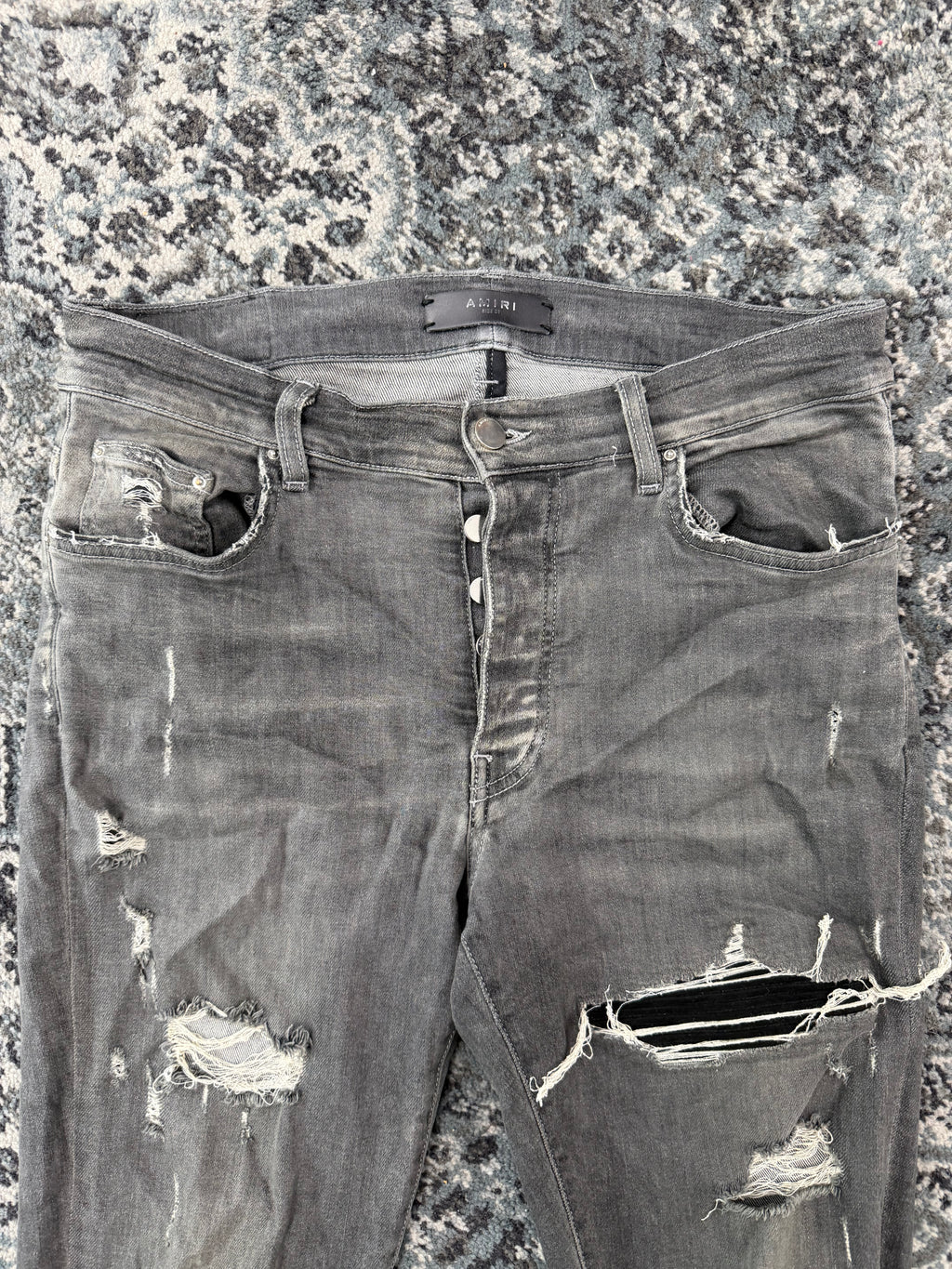 AMIRI black patch mx1 jeans grey 31 U