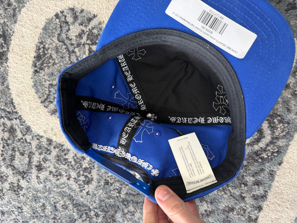 CHROME HEARTS cross patch trucker hat blue/white OS U