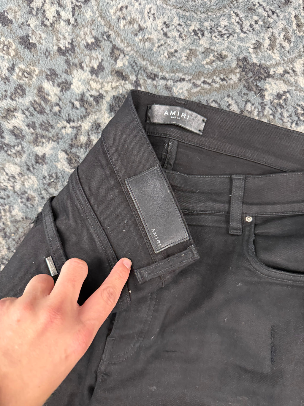 Amiri black mx1 jeans green patch 36 U