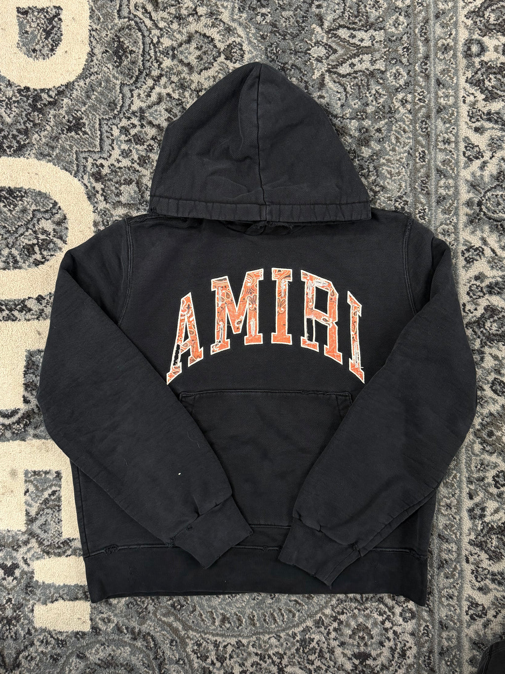 AMIRI bandana applique hoodie black/orange M U