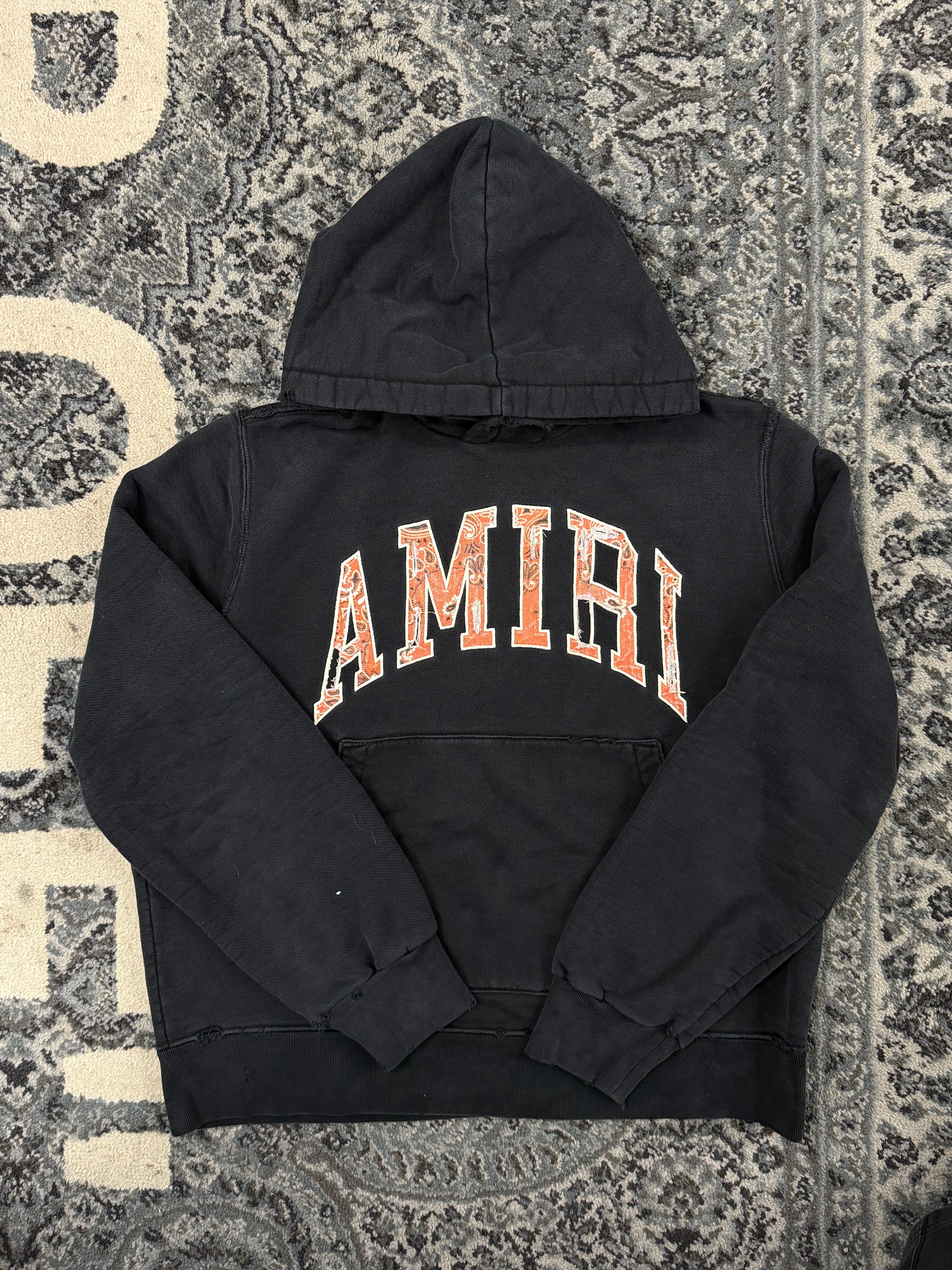 AMIRI bandana applique hoodie black/orange M U