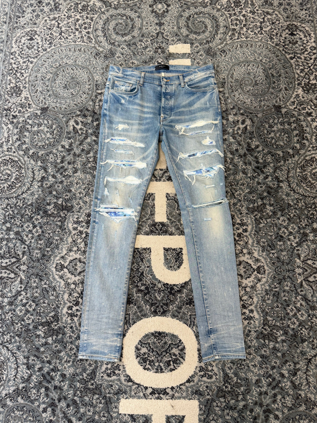 AMIRI blue tie dye bandana thrasher jeans indigo 34 U