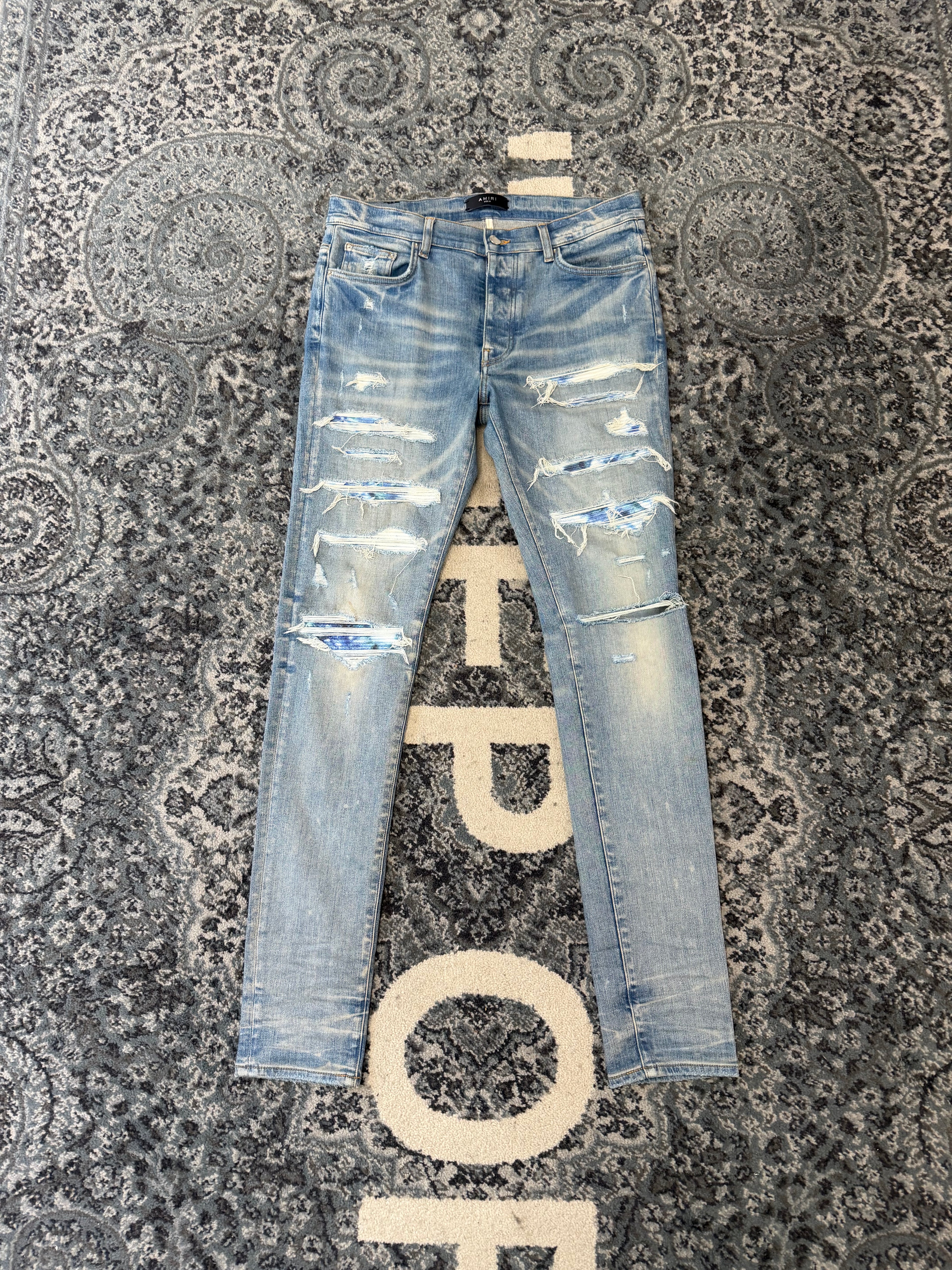 AMIRI blue tie dye bandana thrasher jeans indigo 34 U