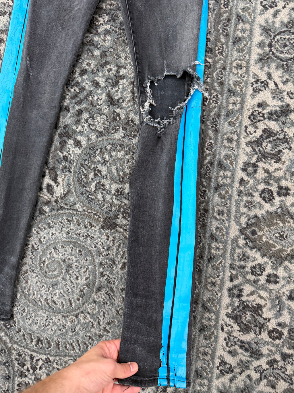 AMIRI blue stripe track jeans black 30 U