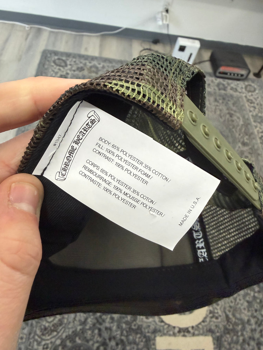 CHROME HEARTS camo Hollywood trucker hat OS DS