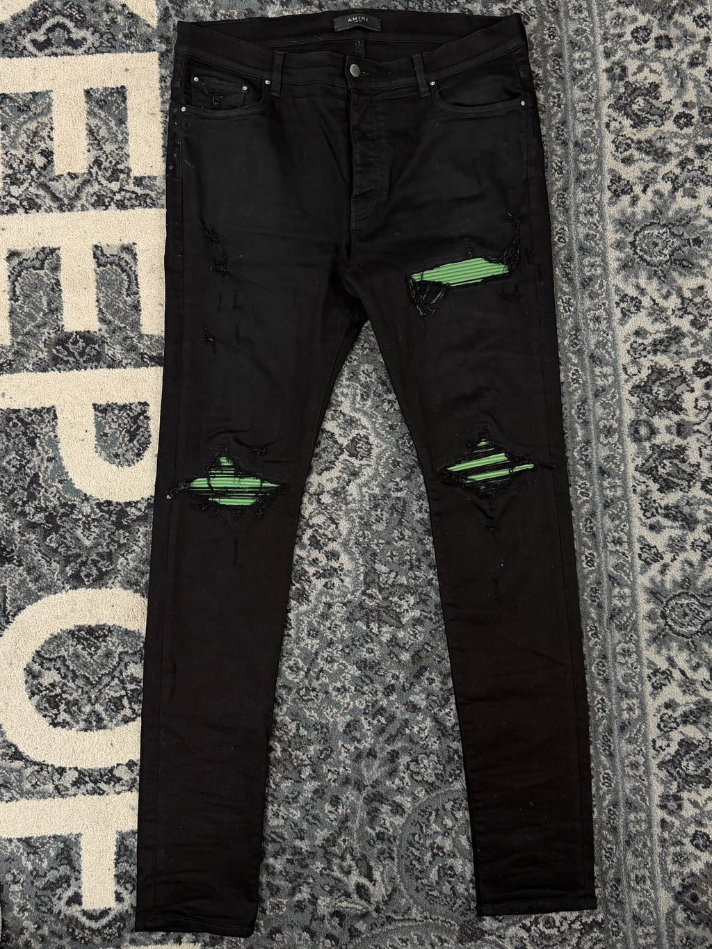 Amiri black mx1 jeans green patch 36 U