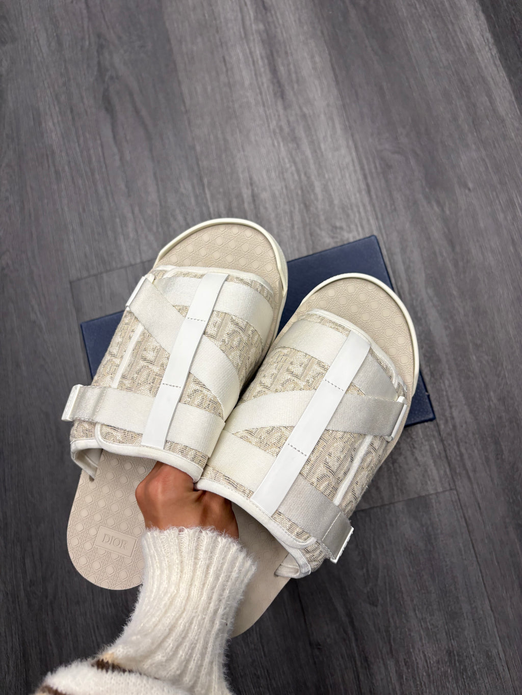 Dior Cream Oblique Slides Size 12 WB U