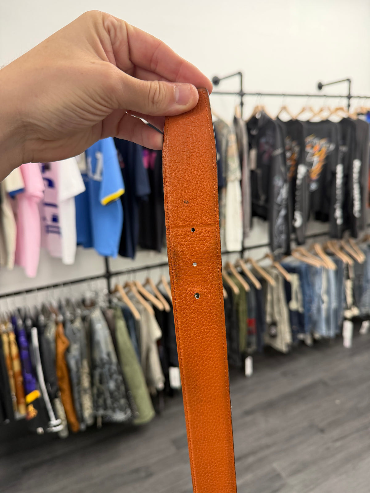 HERMES belt strap black/orange 80 (28-30W) U