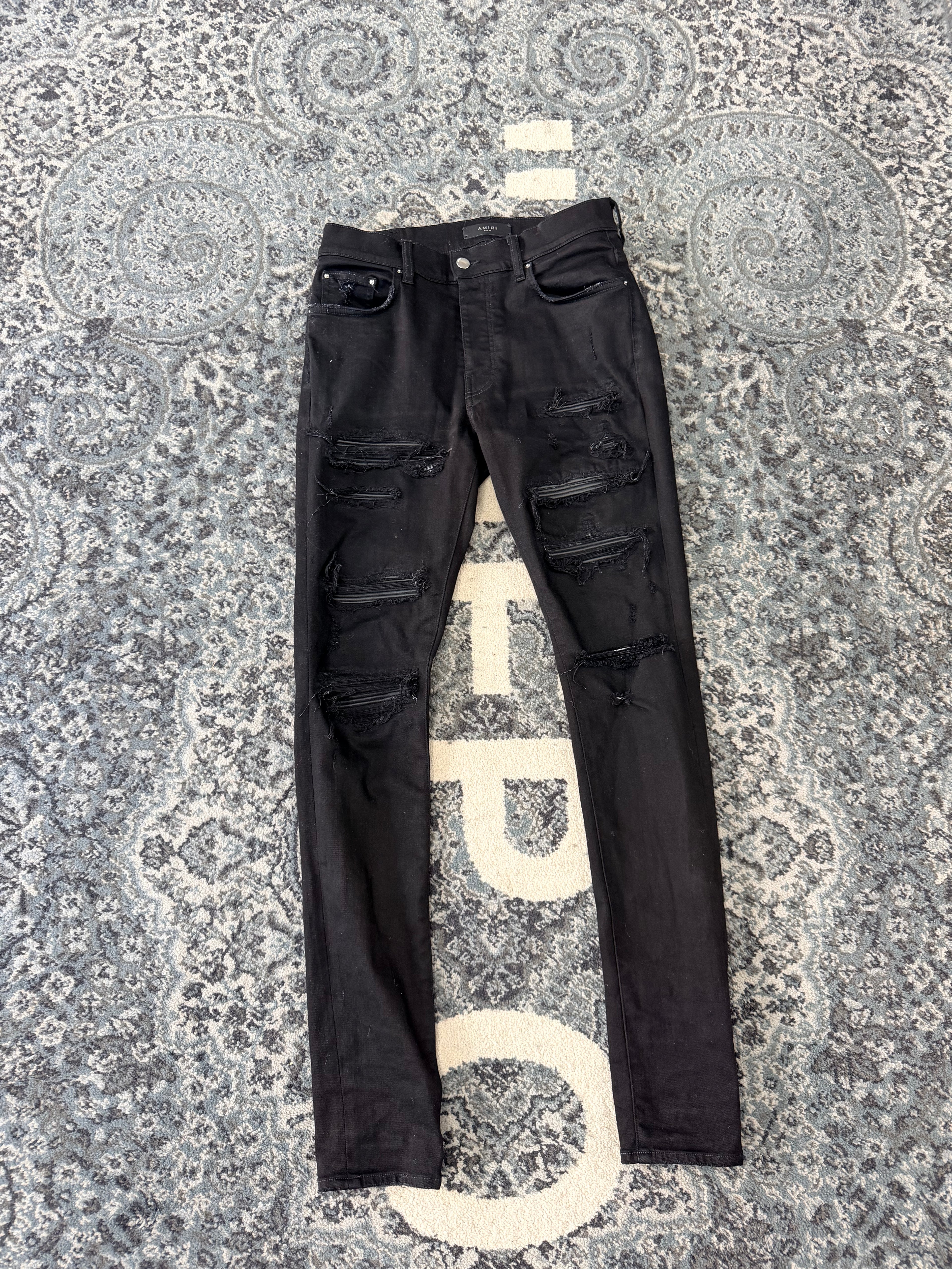 AMIRI black thrasher patch jeans 33 U