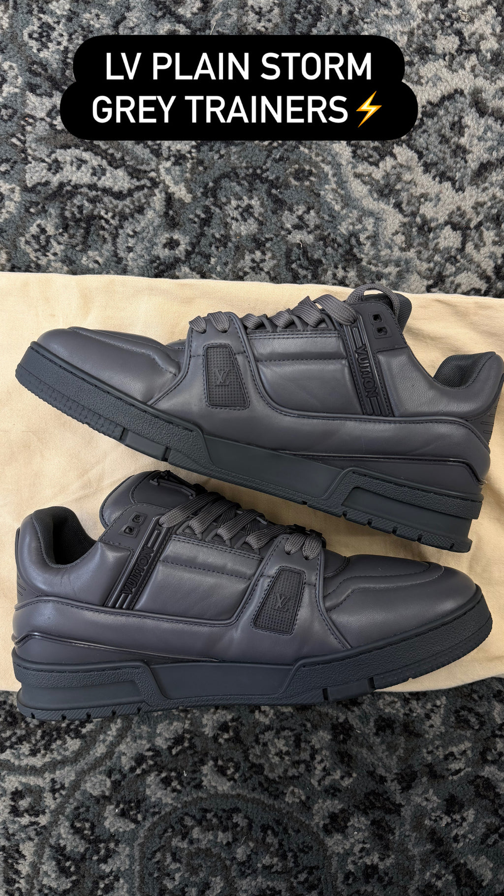 LV Padded Storm Grey Trainers Size 8.5/9 US U NB
