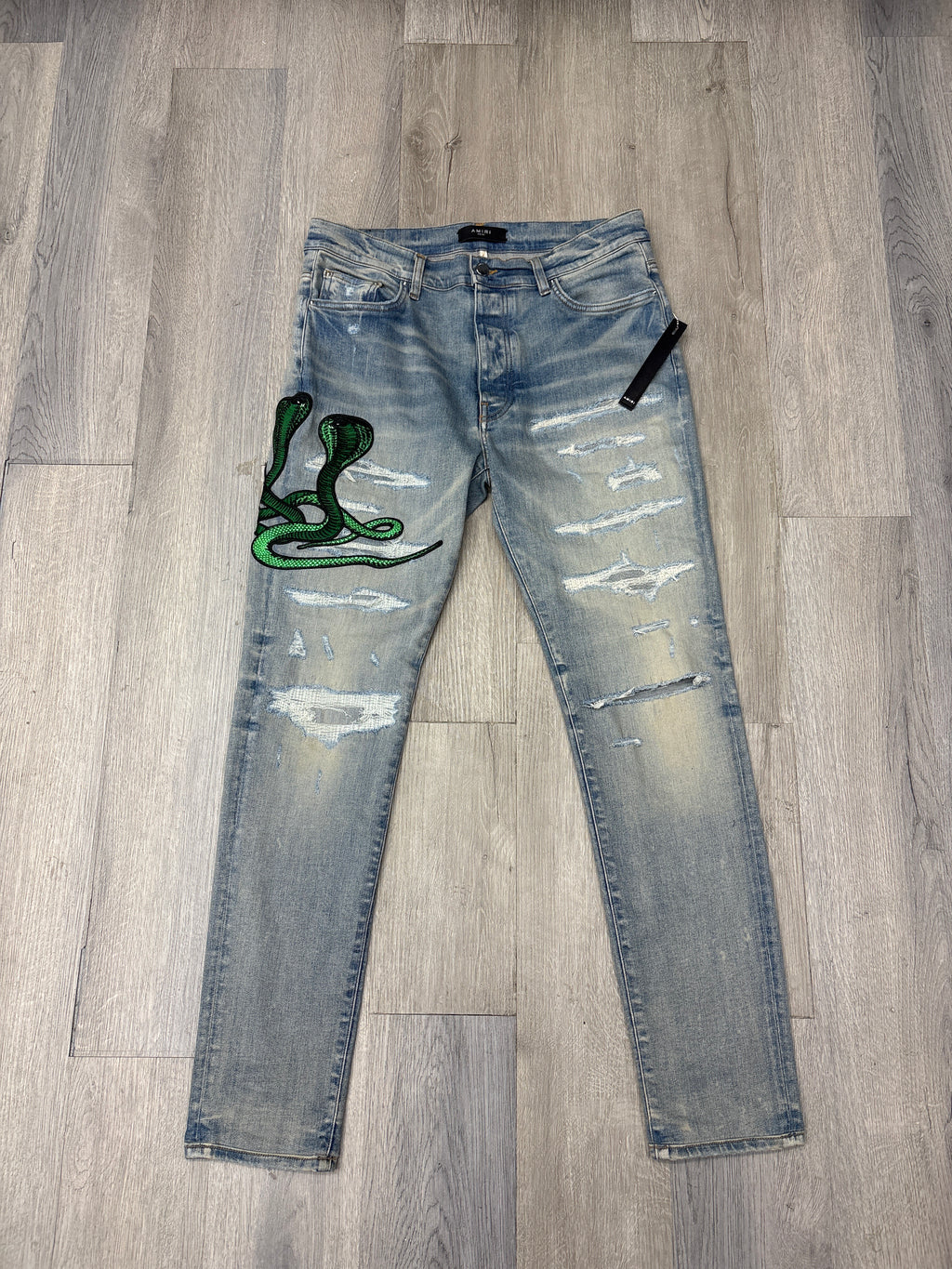 MA cobra snake jeans blue/green 34 DSWT