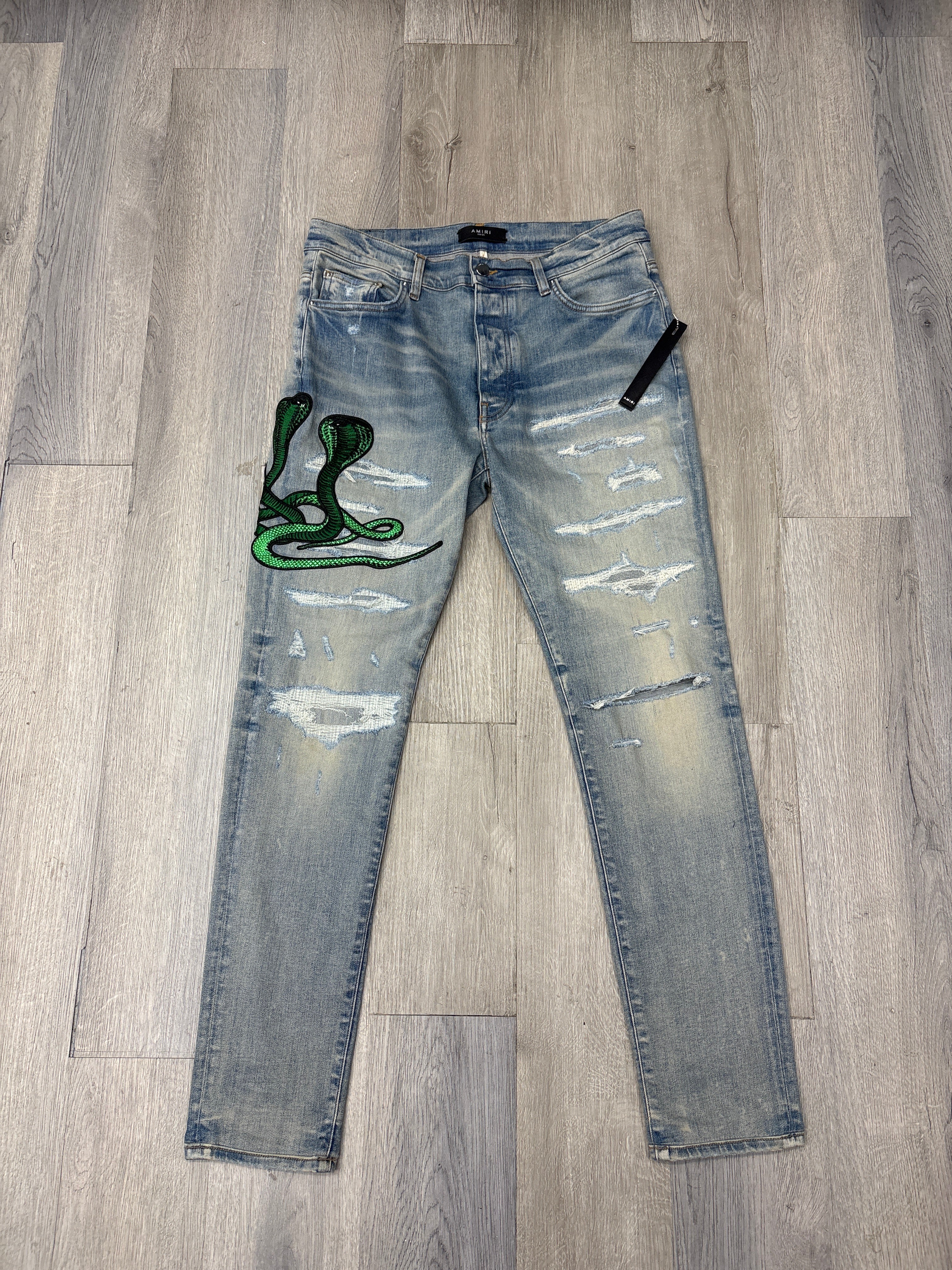 MA cobra snake jeans blue/green 34 DSWT