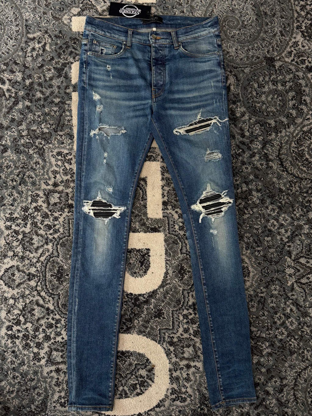 AMIRI black patch mx1 jeans indigo 32 U