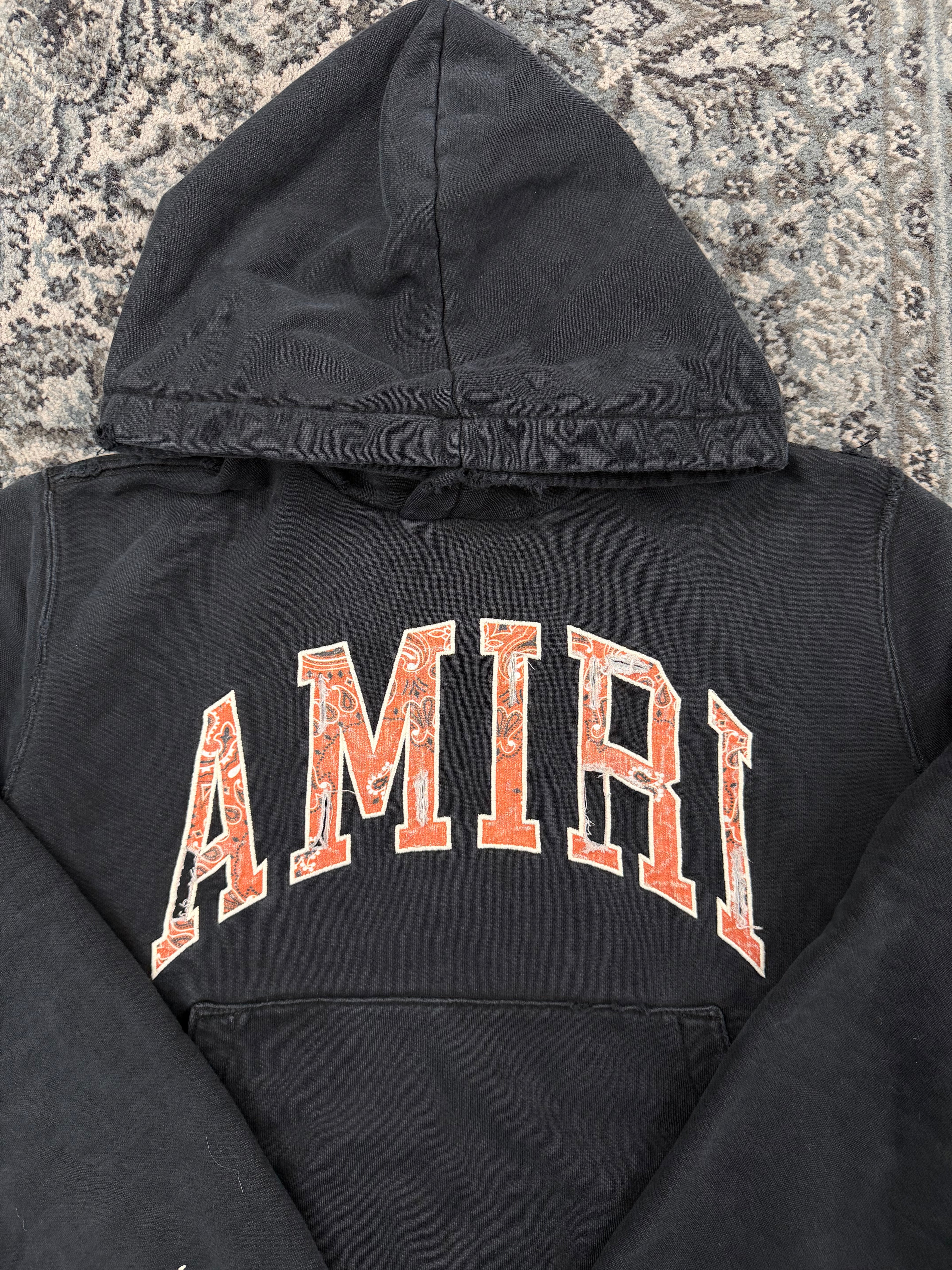 AMIRI bandana applique hoodie black/orange M U