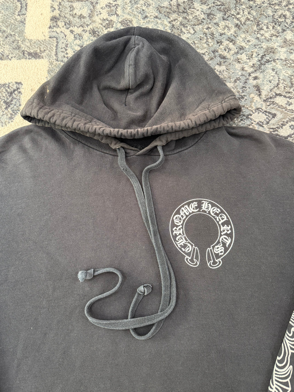 CHROME HEARTS floral horseshoe hoodie black L U