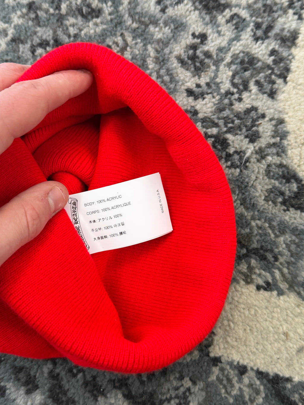 CHROME HEARTS vertical logo beanie red OS DS
