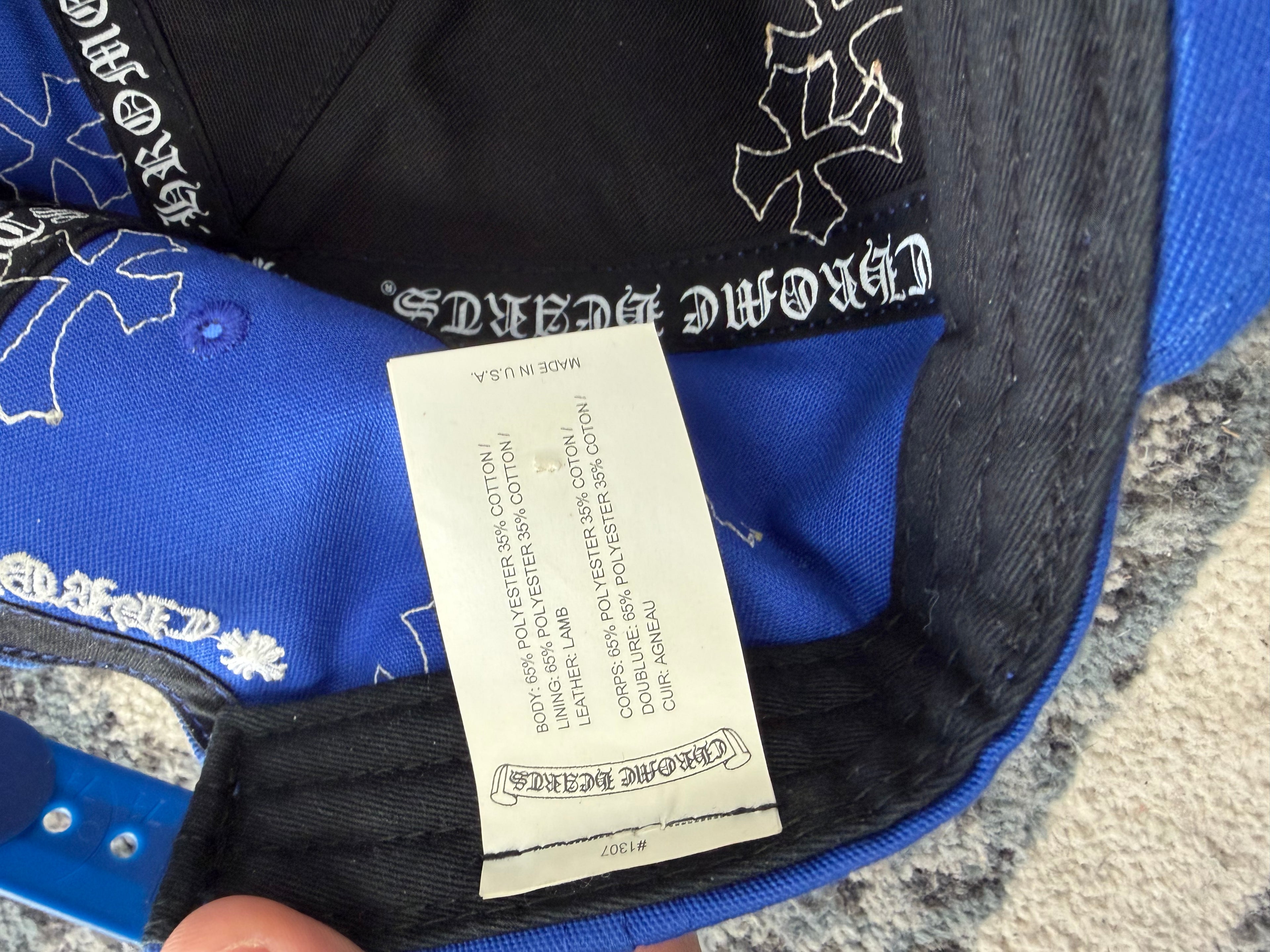 CHROME HEARTS cross patch trucker hat blue/white OS U