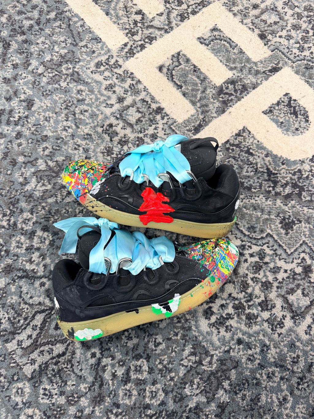 Lanvin Paint Splatter Curb Sneakers Size 10 US NB