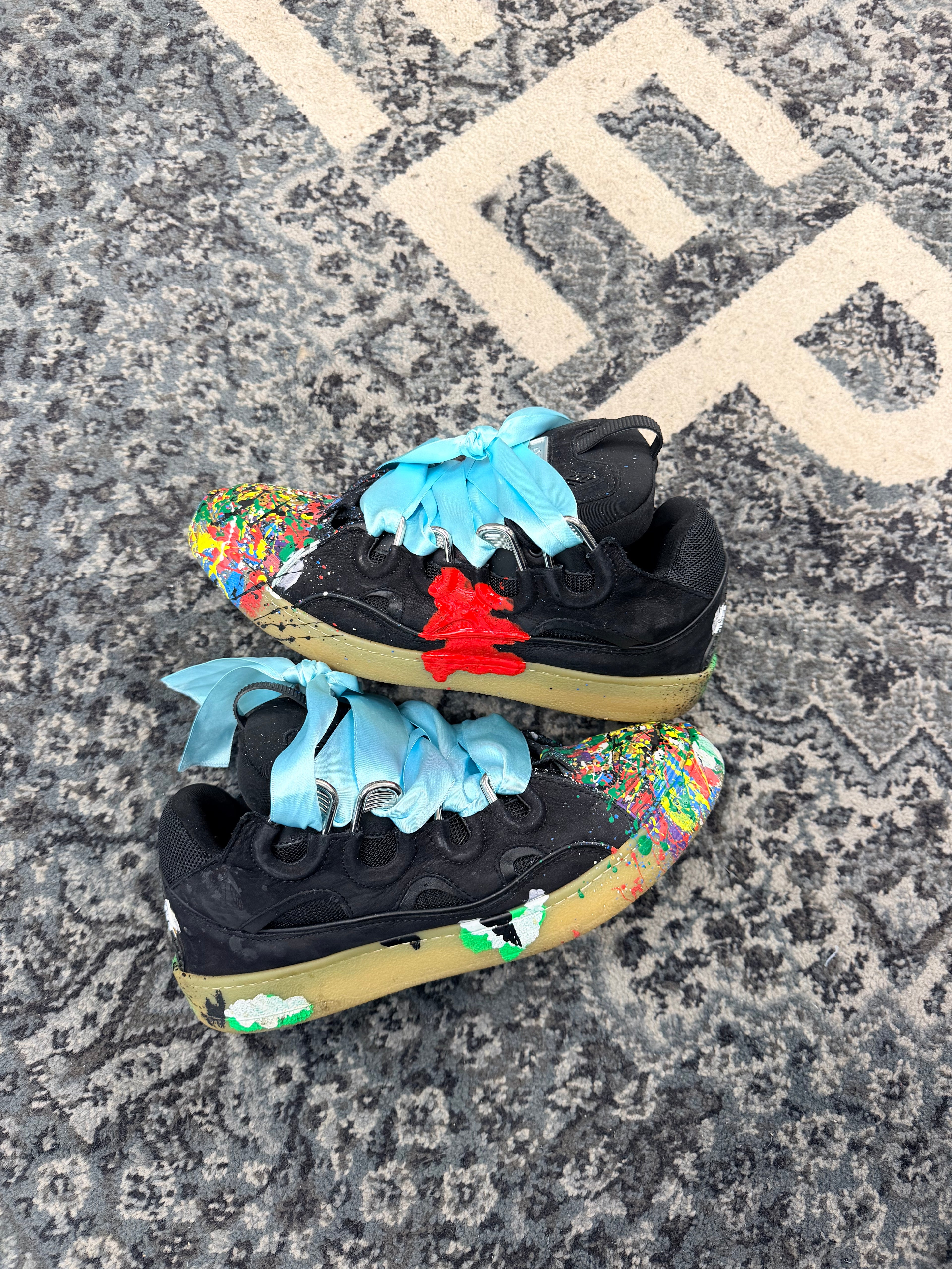 Lanvin Paint Splatter Curb Sneakers Size 10 US NB