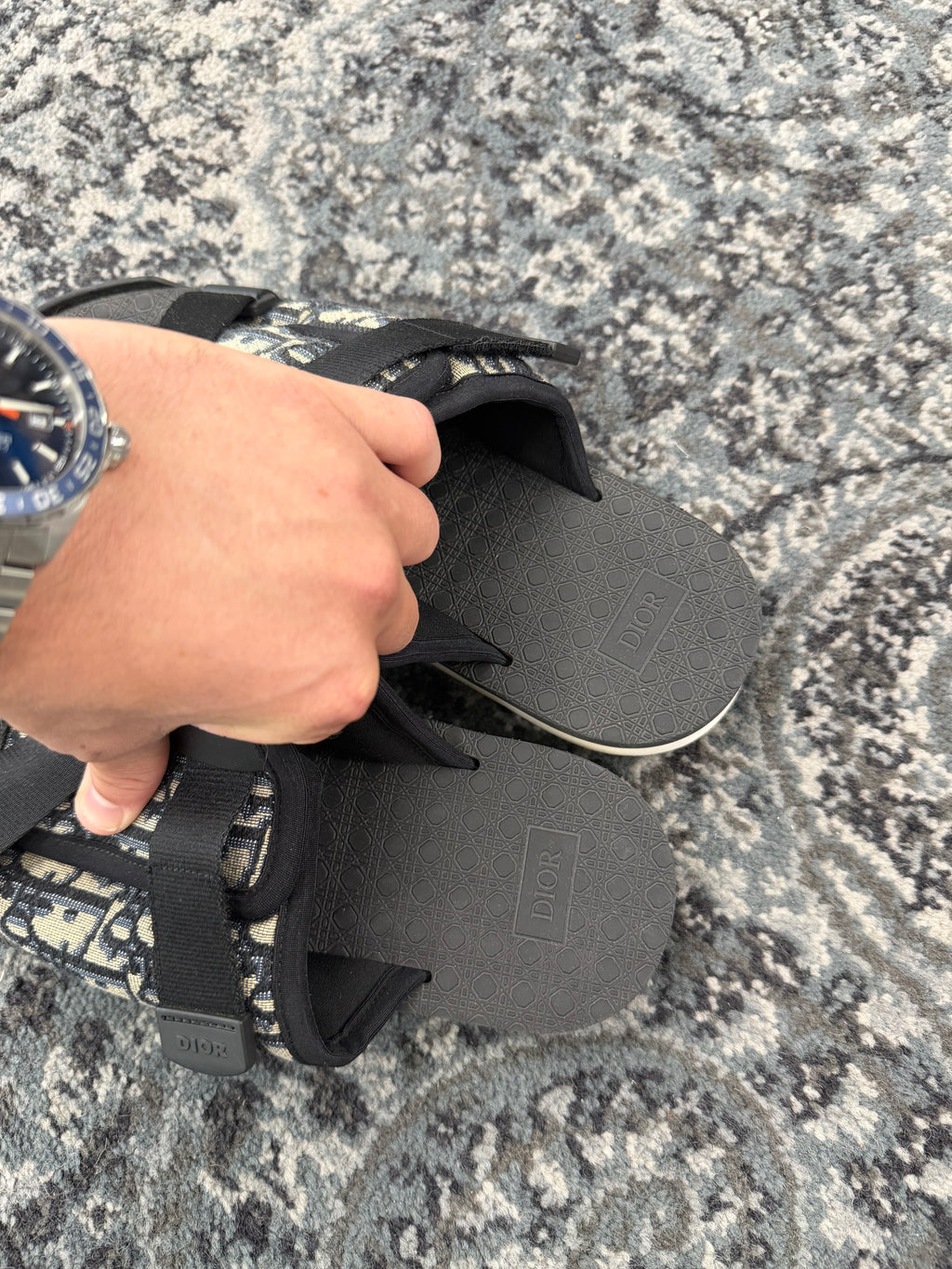 DIOR oblique alpha sandals navy 42 (9M) NB U