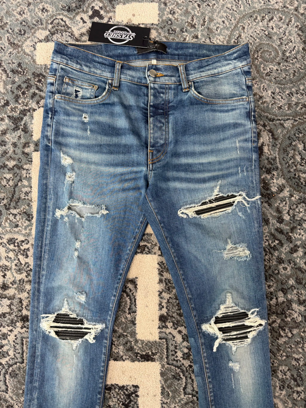 AMIRI black patch mx1 jeans indigo 32 U
