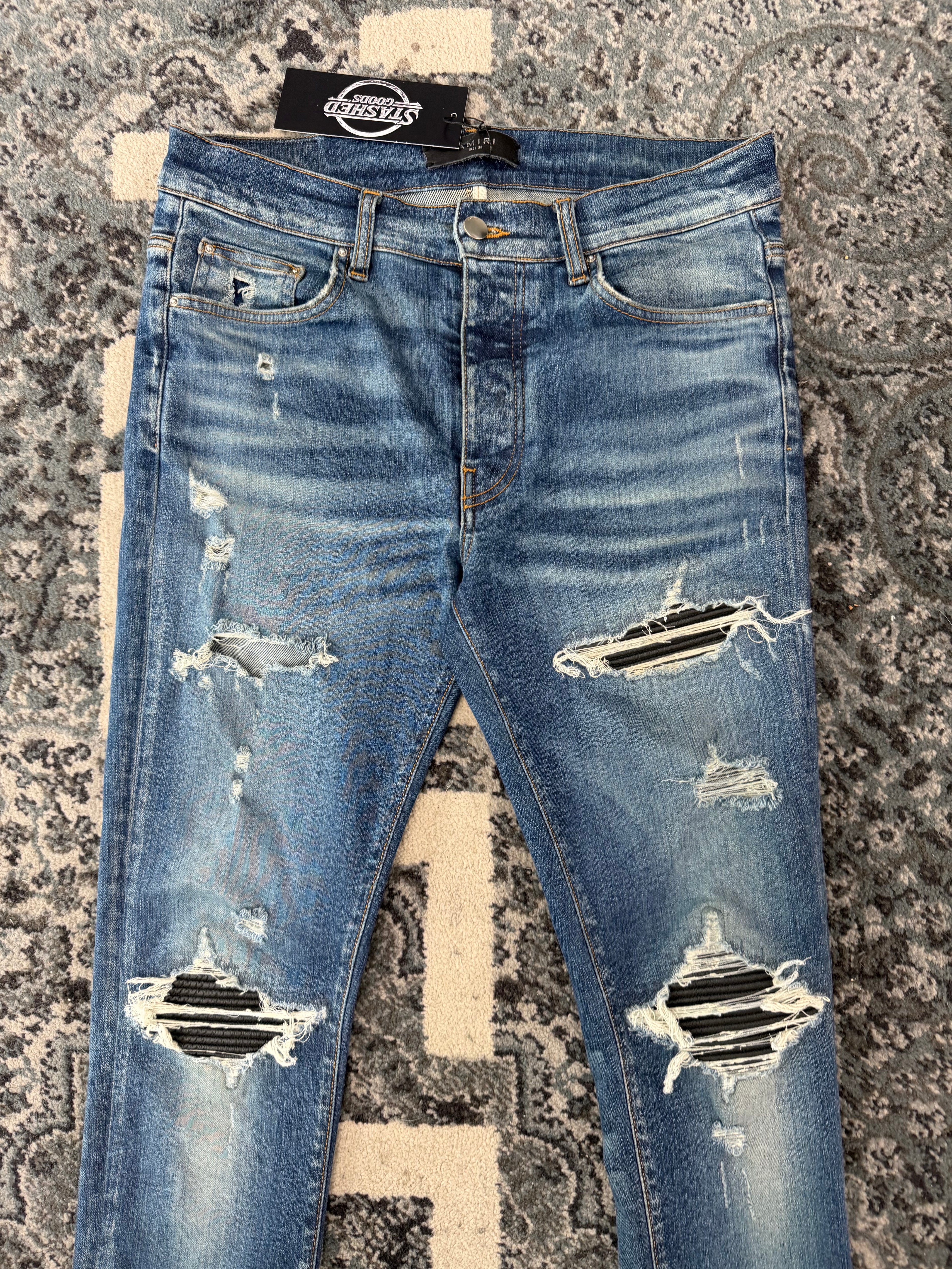 AMIRI black patch mx1 jeans indigo 32 U