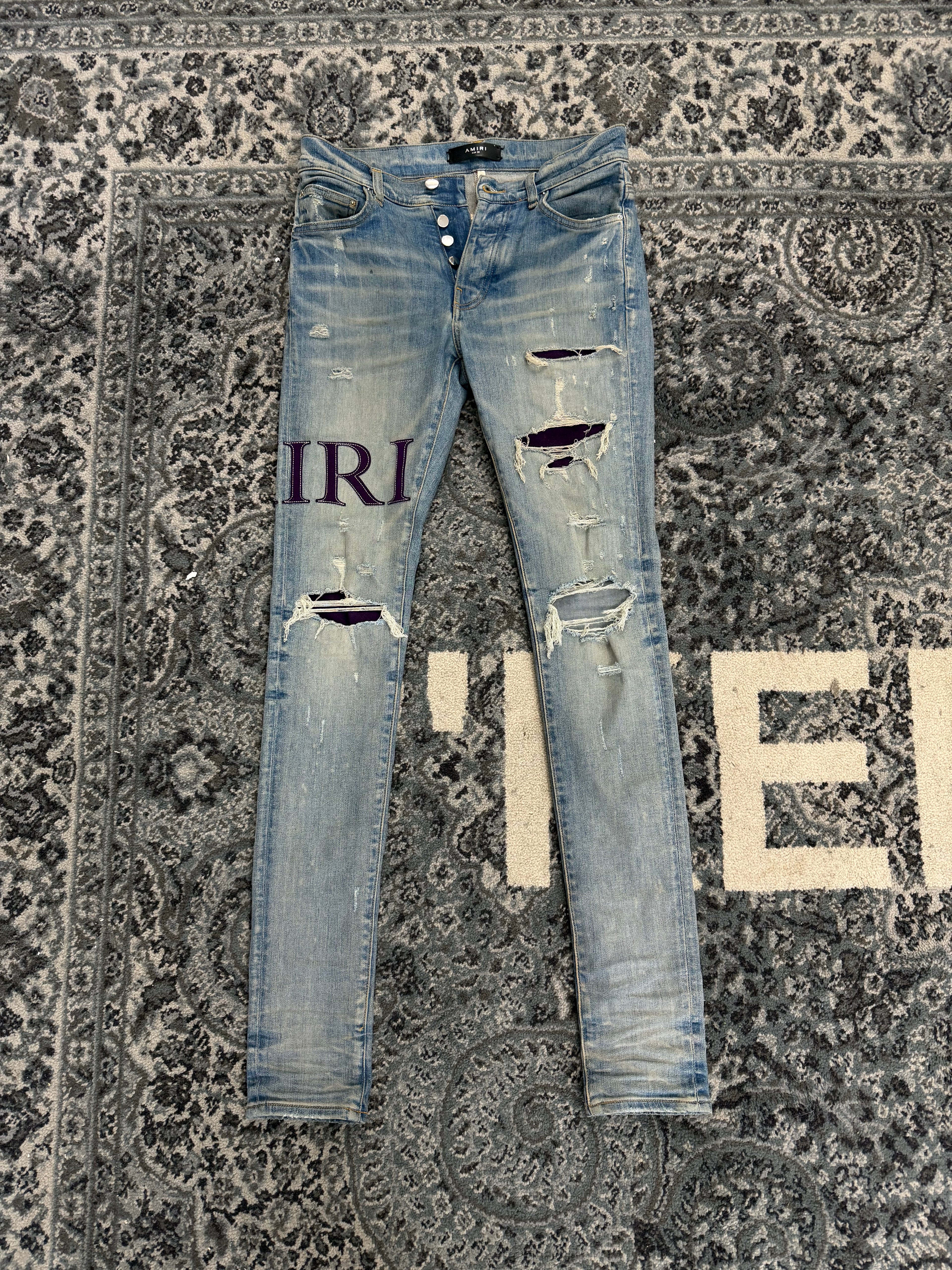 Amiri Light Wash Side Logo Jeans Size 29 U