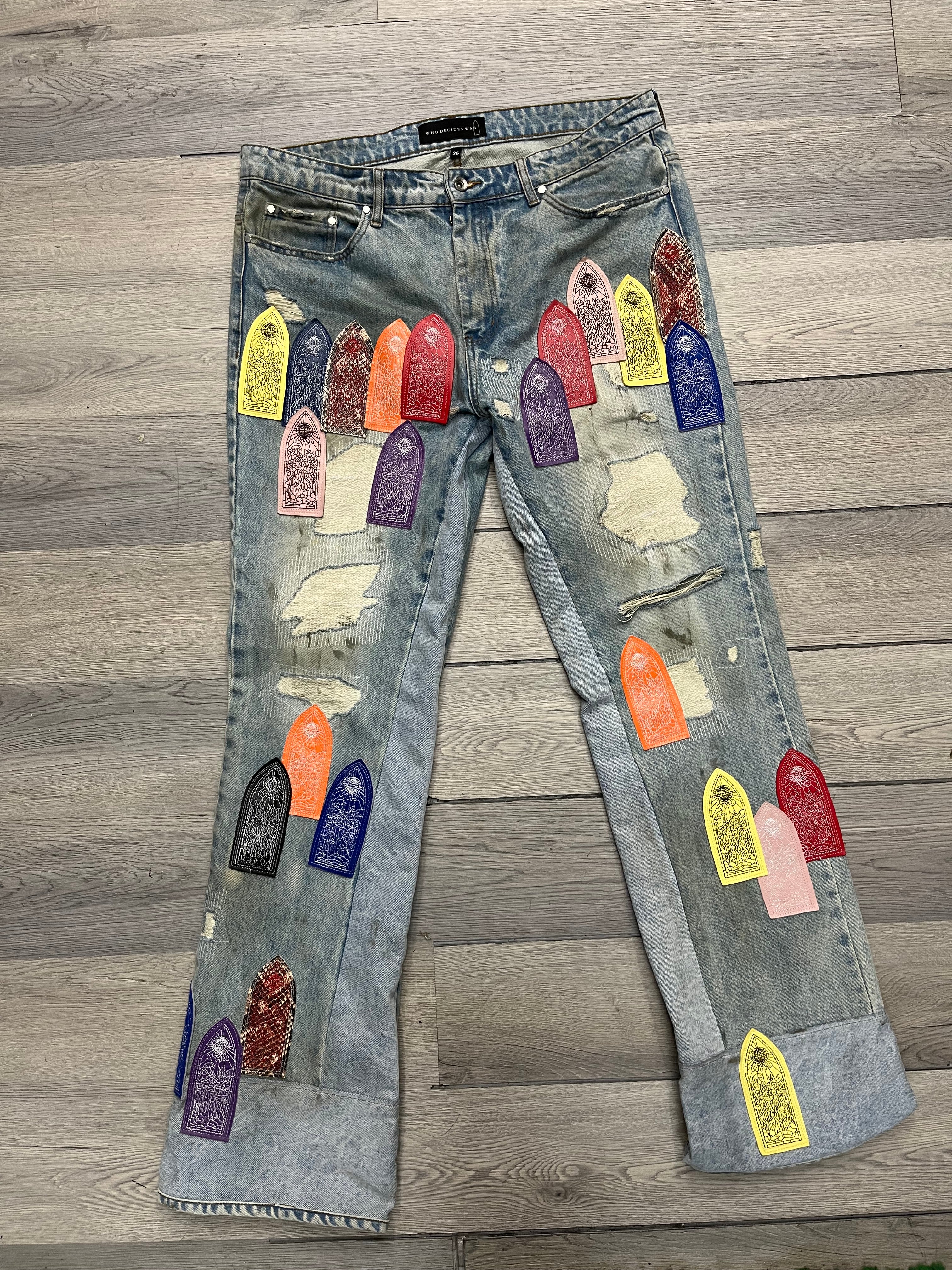 Who Decides War Multi Color Panel jeans 36 U