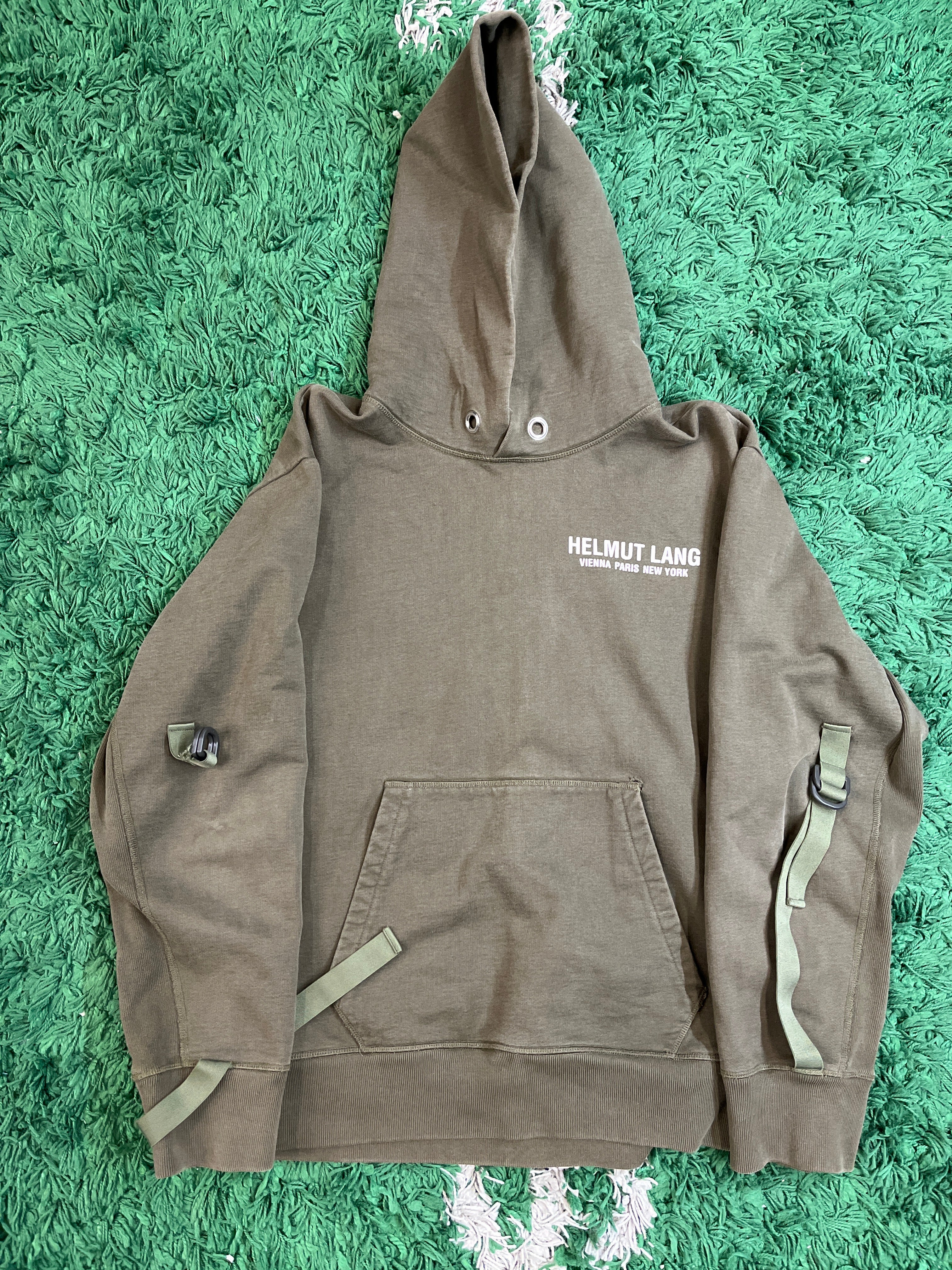 HELMUT LANG logo hoodie green