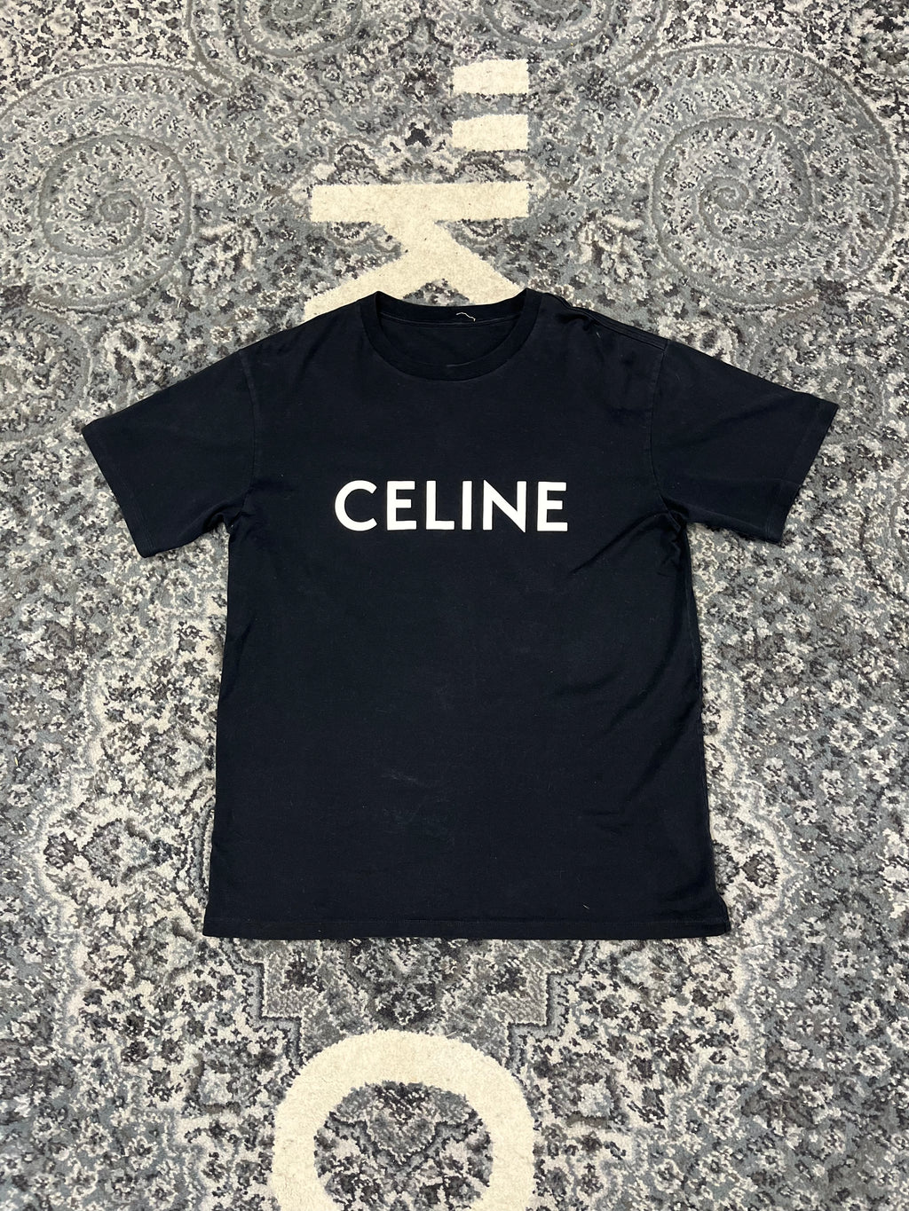 CELINE spellout logo shirt black XS U