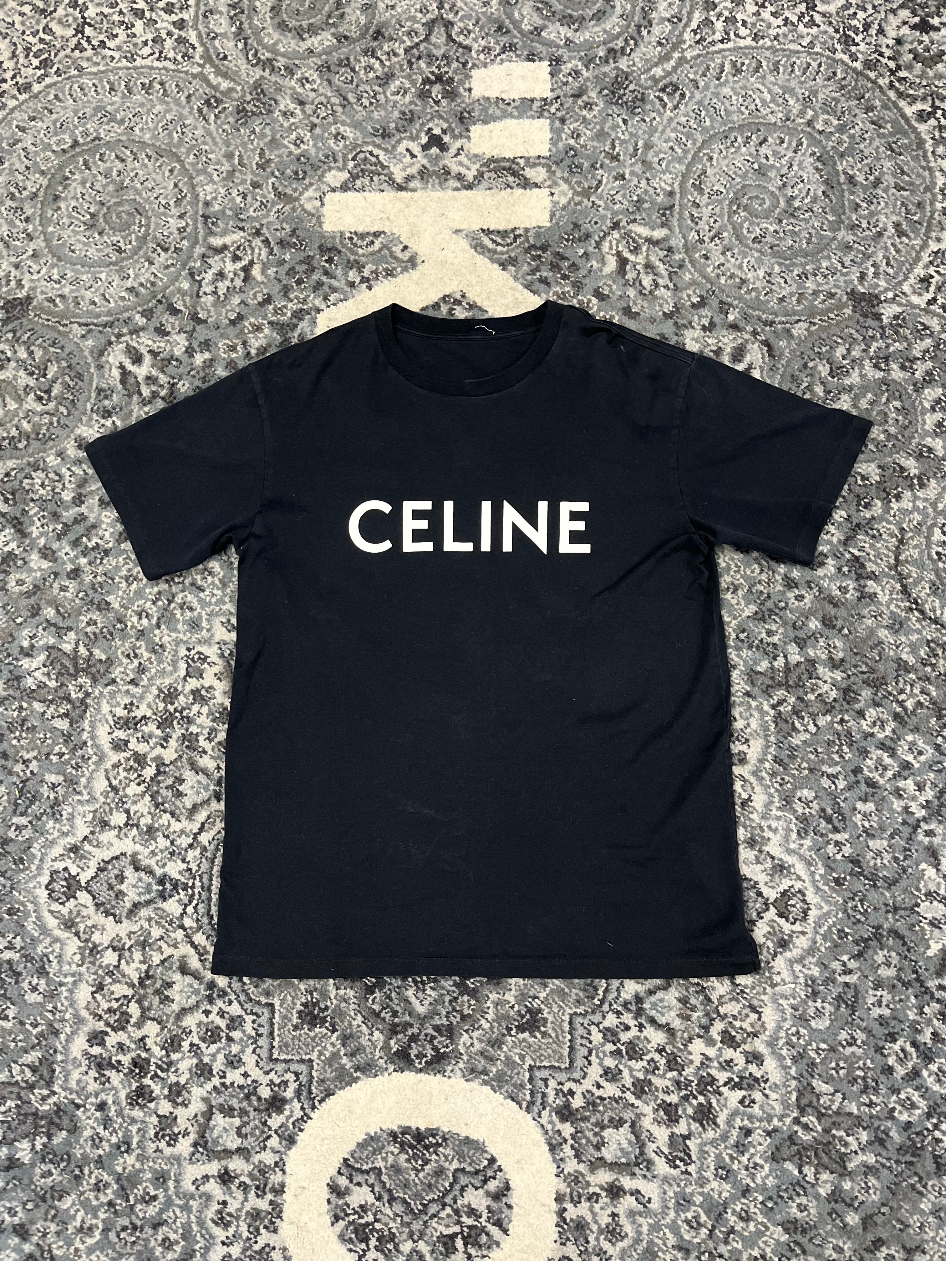 CELINE spellout logo shirt black XS U